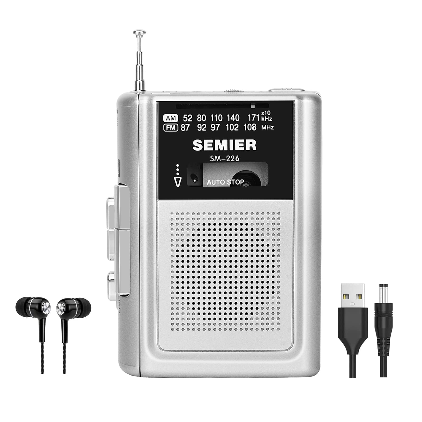 Semier Portable Cassette Player Recorder Am Fm Radio, Compact Personal Walkman Cassette Tape Player/Recorder With Built In Speaker And Stereo Earphone Jack