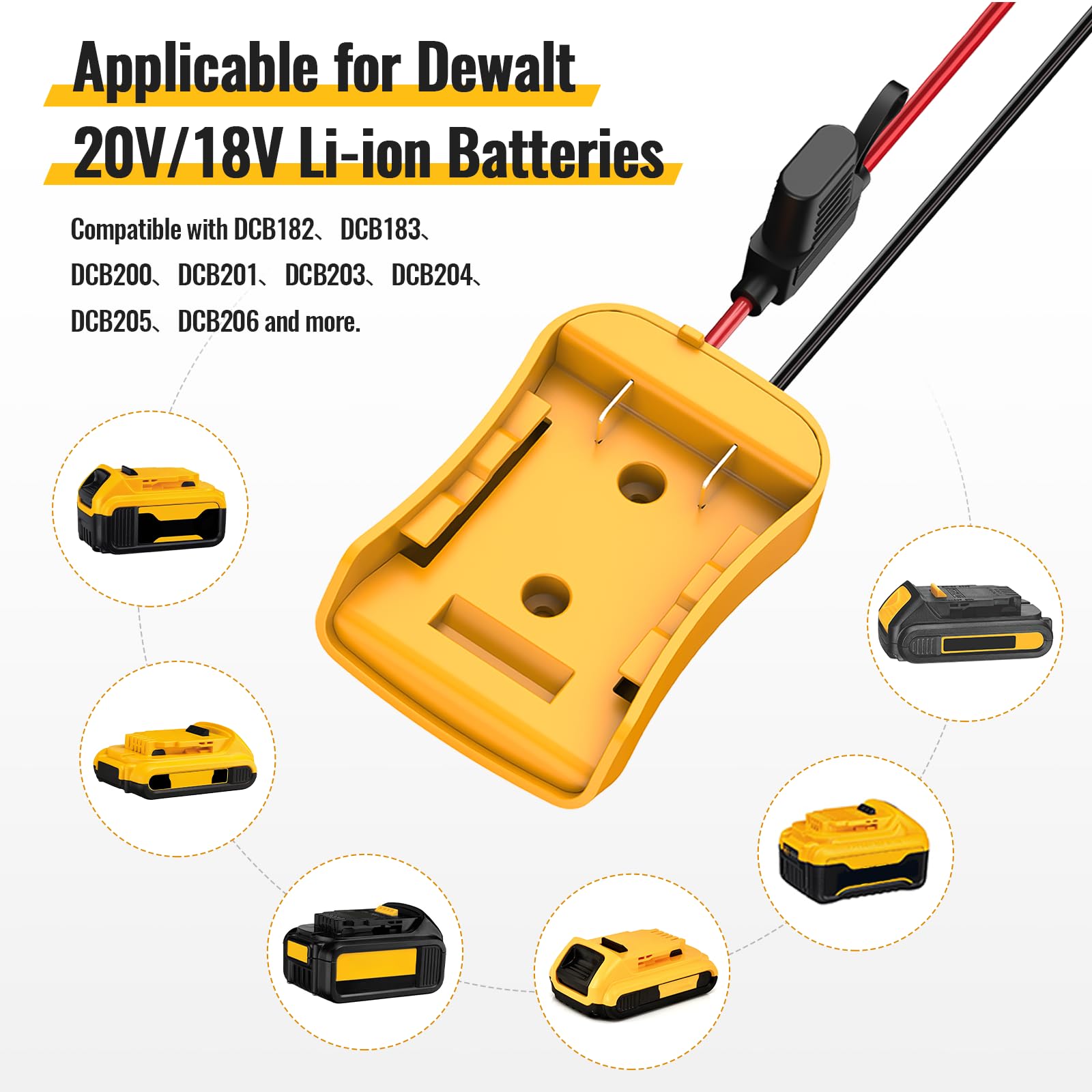Kzreect Power Wheels Adapter For Dewalt 20V Battery Adapter, Power Wheels Battery Conversion Kit With Fuse Holder And Wire Harne