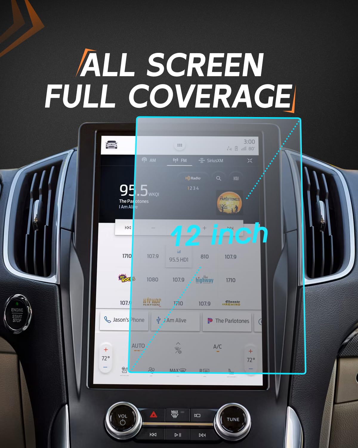 Cdefg Matte Anti Glare Screen Protector For Ford Edge 2021 2022 2023 2024 Accessories Screen Protector For Edge 2021 2024 Se, Sel, St Line, Titanium, St 12' Matte Anti Glare Tempered Glass