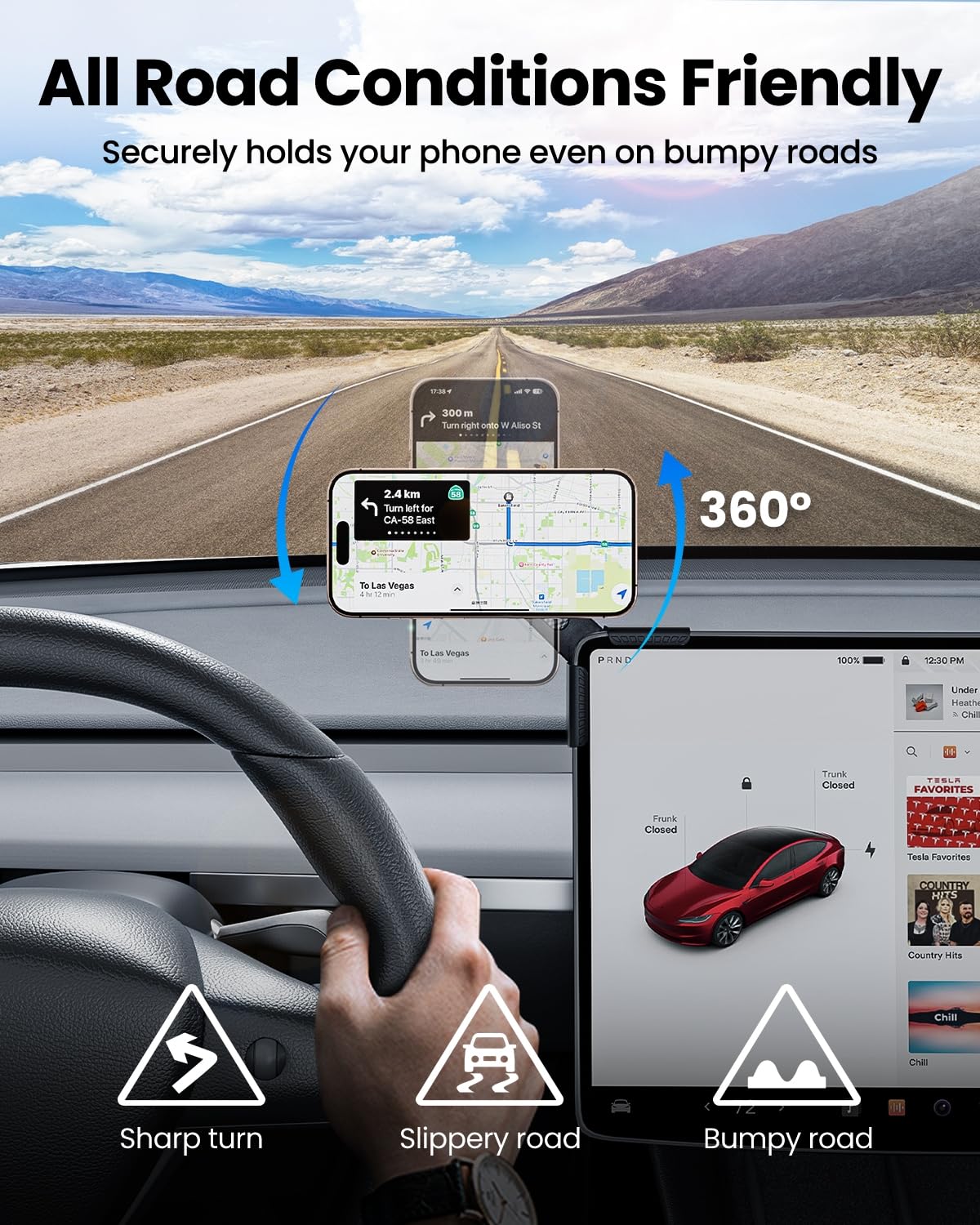 Reevaa 2025 Upgrade Tesla Phone Mount For Magsafe [Strongest Magnetic, No Glue] Adjustable Tesla Phone Holder For Model 3/S/X/Cy