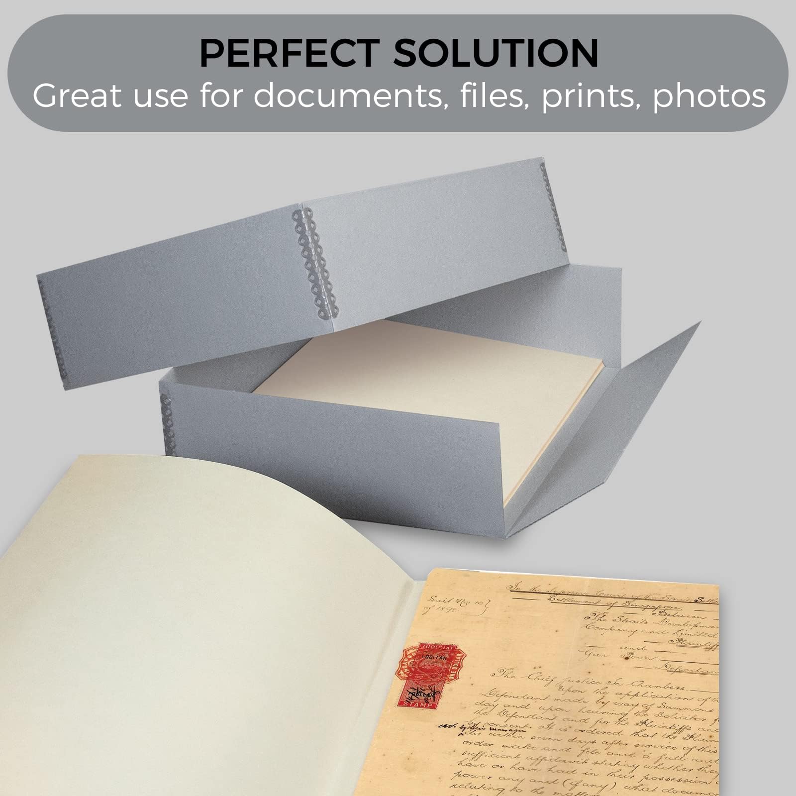 Lineco, Archival Storage Box, Museum Preservation Organizer With Drop Front Design, Acid-Free With Metal Edge, Preserves Picture