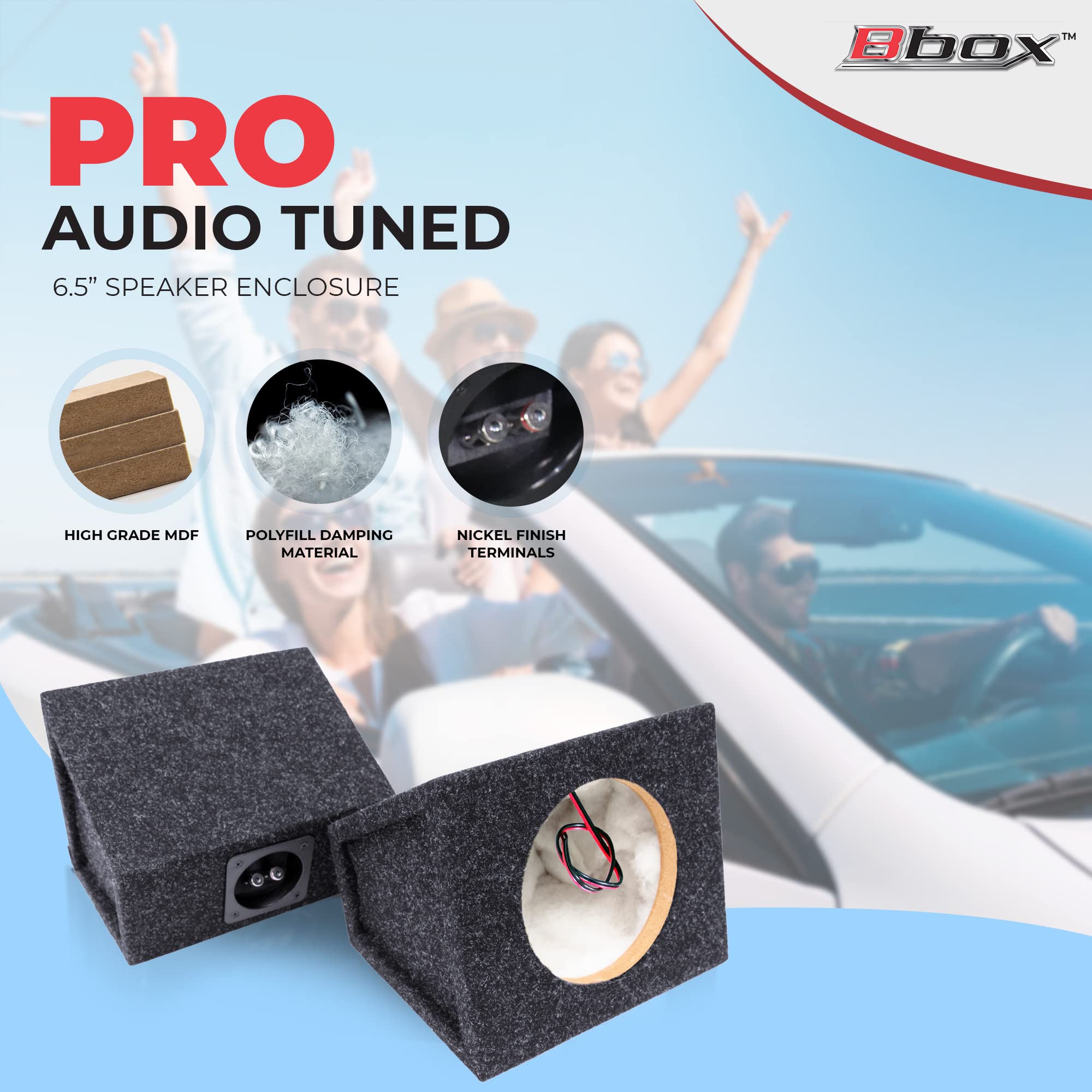 Atrend Bbox Pro Audio Tuned 6.5'' Speaker Enclosures Premium Speakers To Enhance Sound And Bass   Nickel Finish Speaker Terminal