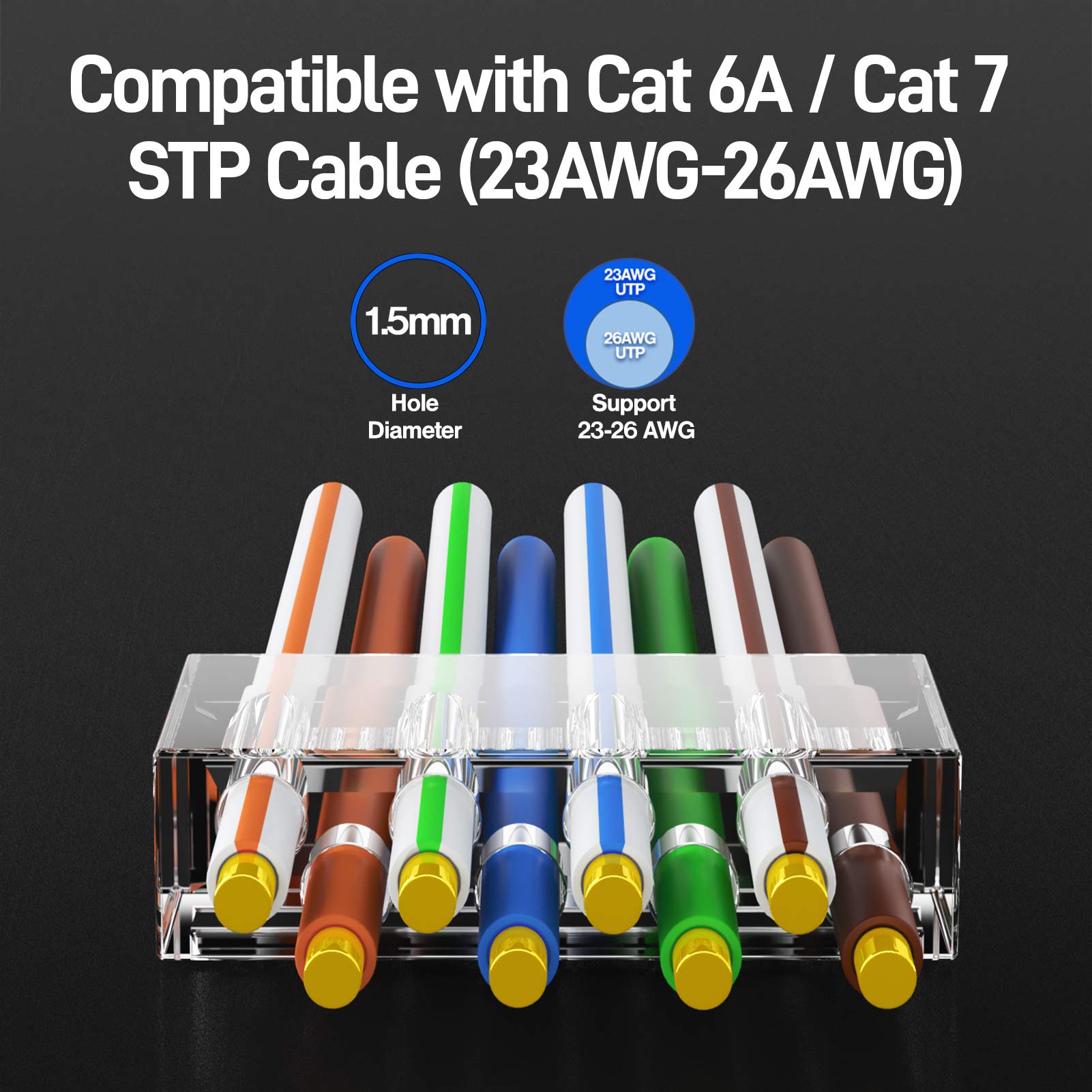 Ampcom Shielded Ethernet Rj45 Connector 2 Piece Set Stp 8P8C 50U Gold Plated Modular Plug For Cat7 Cat6A   10 Pack