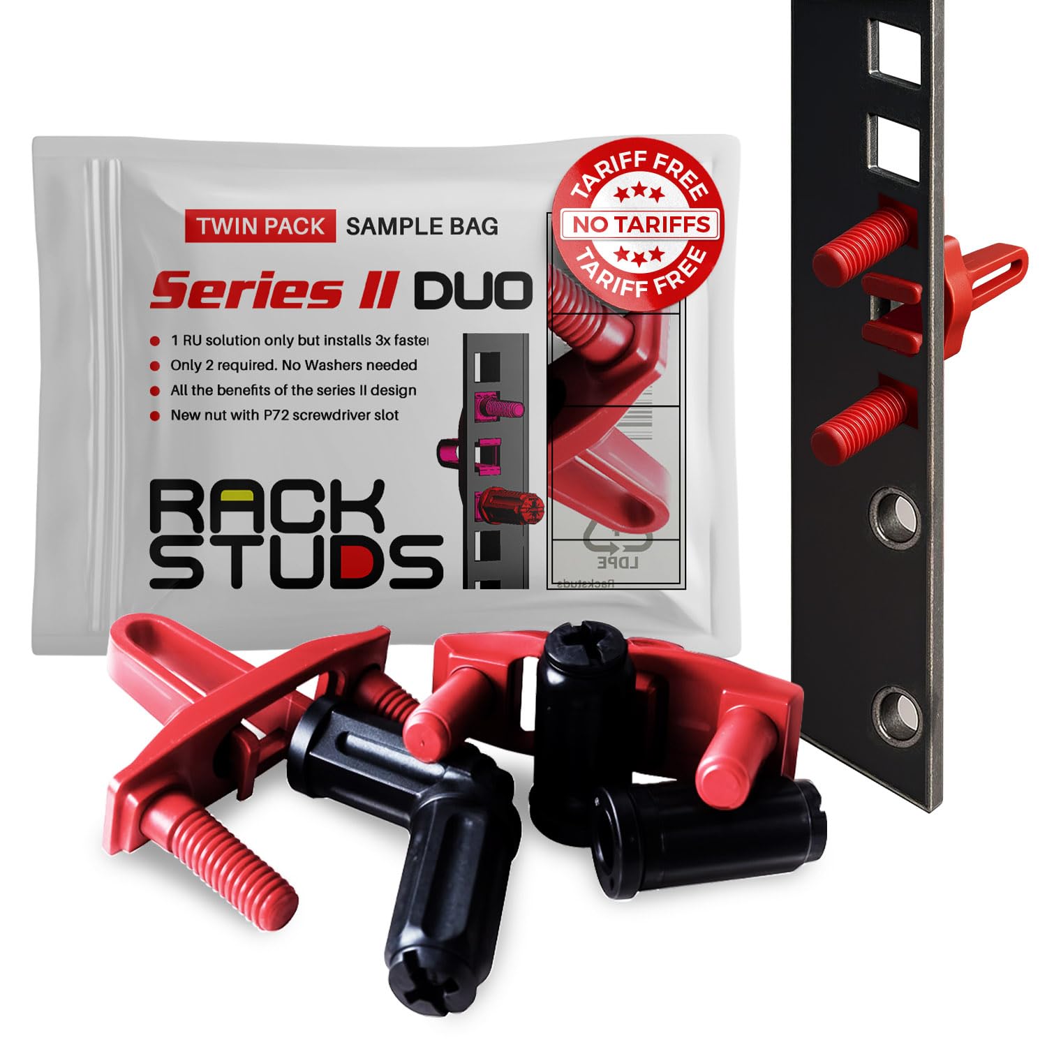 DUO2 1RU Series II Rack Mount Solution - Effortless Alternative to Traditional Rack Screws and Cage Nuts & Server Rack Screws Id