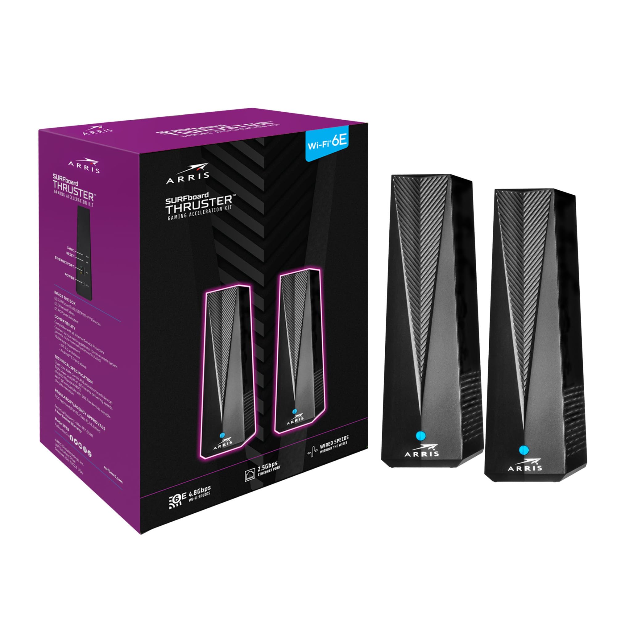 Arris Surfboard Thruster Wi-Fi 6E Gaming Router Acceleration Kit W6B | Dedicated 6Ghz Band | 2.5 Gbps Port | Works With Any Wi-F