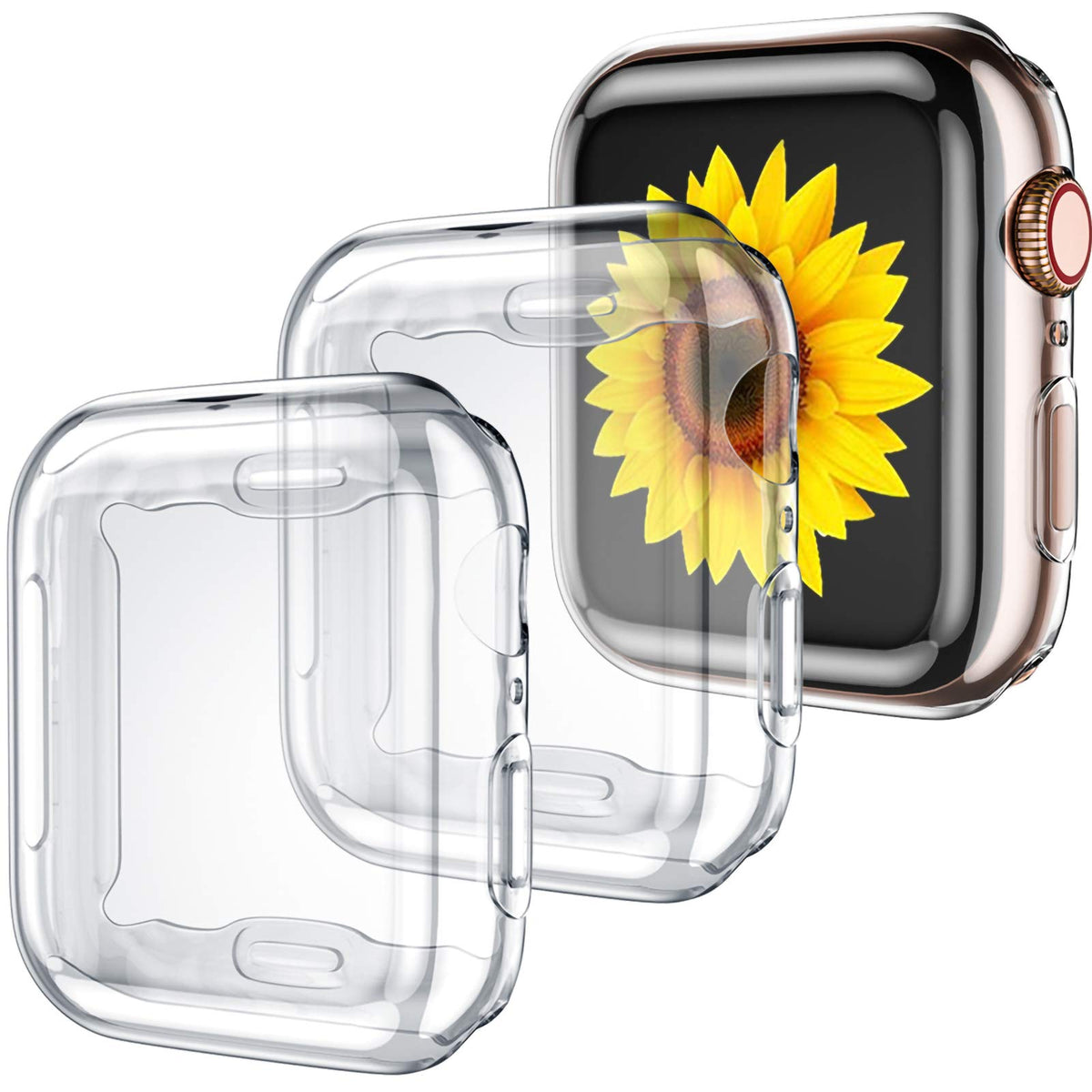 Geak For Apple Watch Case 40Mm Series 6 Series 5 With Screen Protector, 3 Pack Soft Transparent Tpu All Around Protective Case F