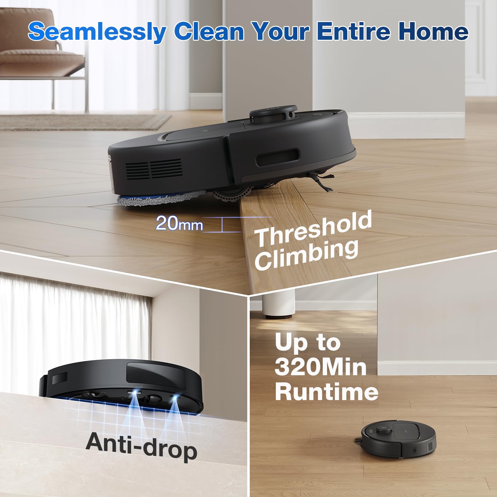 Ecovacs Deebot N30 Pro Omni Robot Vacuum And Mop, 10000Pa Suction, Truedge Adaptive Edge Mopping, Zerotangle 2.0 Technology,140?