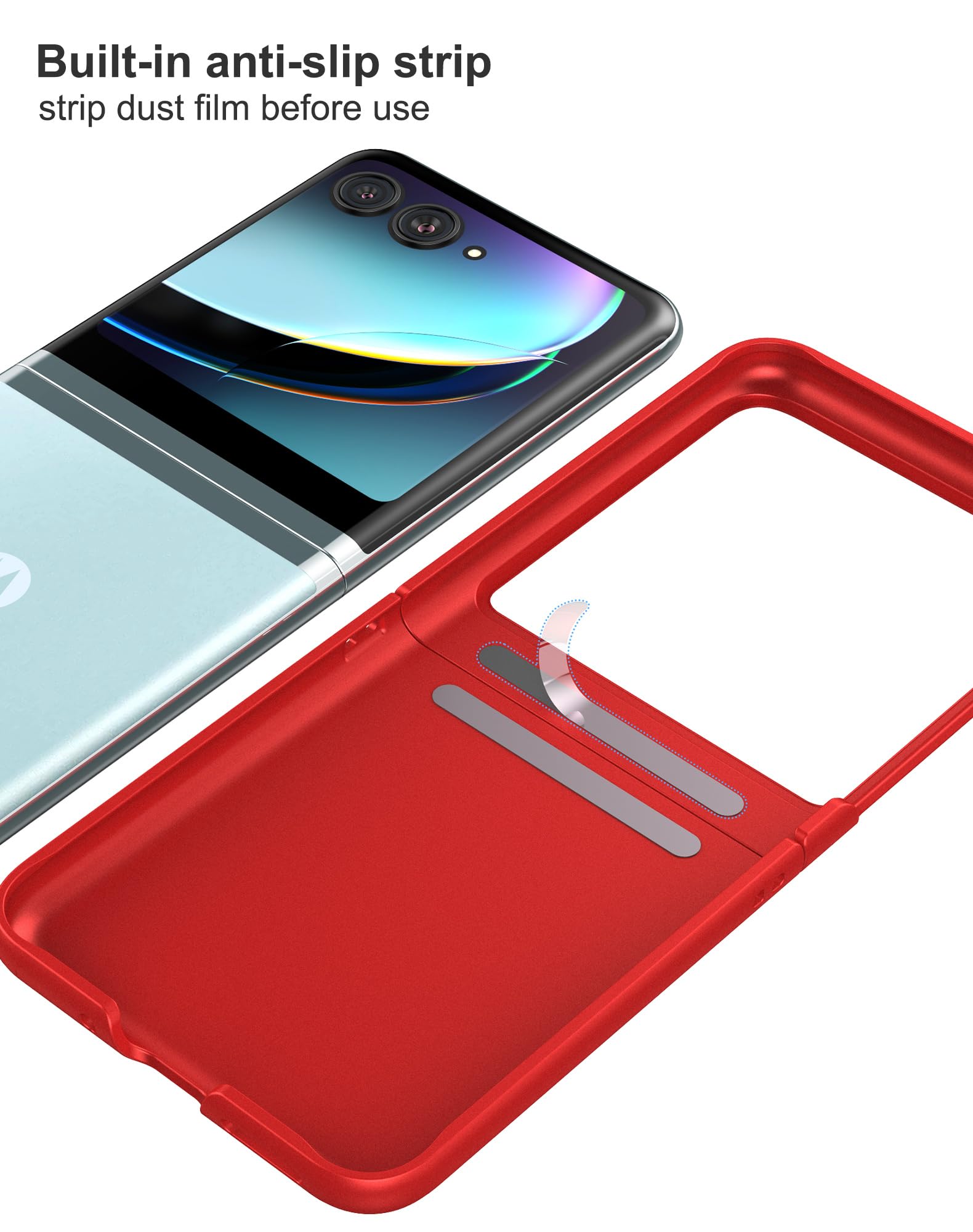 Foluu Slim Fit Case For Motorola Razr Plus 2023 Moto Razr+ 2023 Red | With 1 Pack, Soft Inner Tpu, Screen Protector, 1 Pack Fron