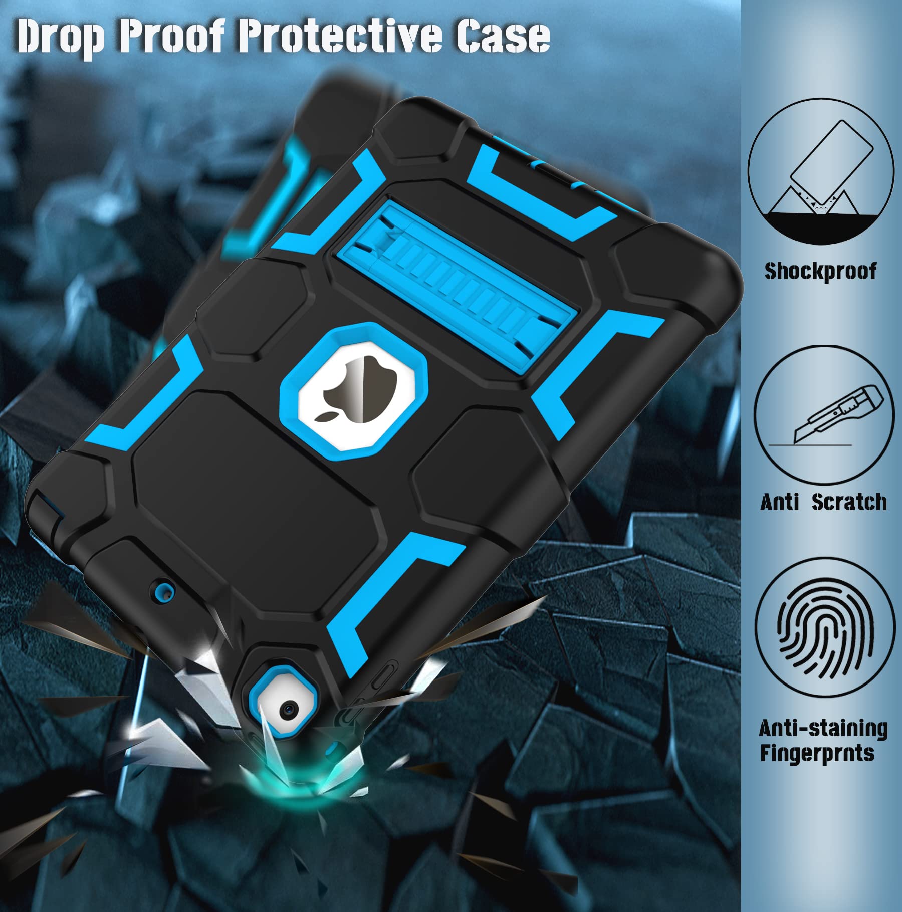 Ccmao Case For Ipad 6Th/5Th Generation (9.7 Inch, 2018/2017), Ipad Air 2Nd Generation Case (2014) With Kickstand, Hybrid Shockpr