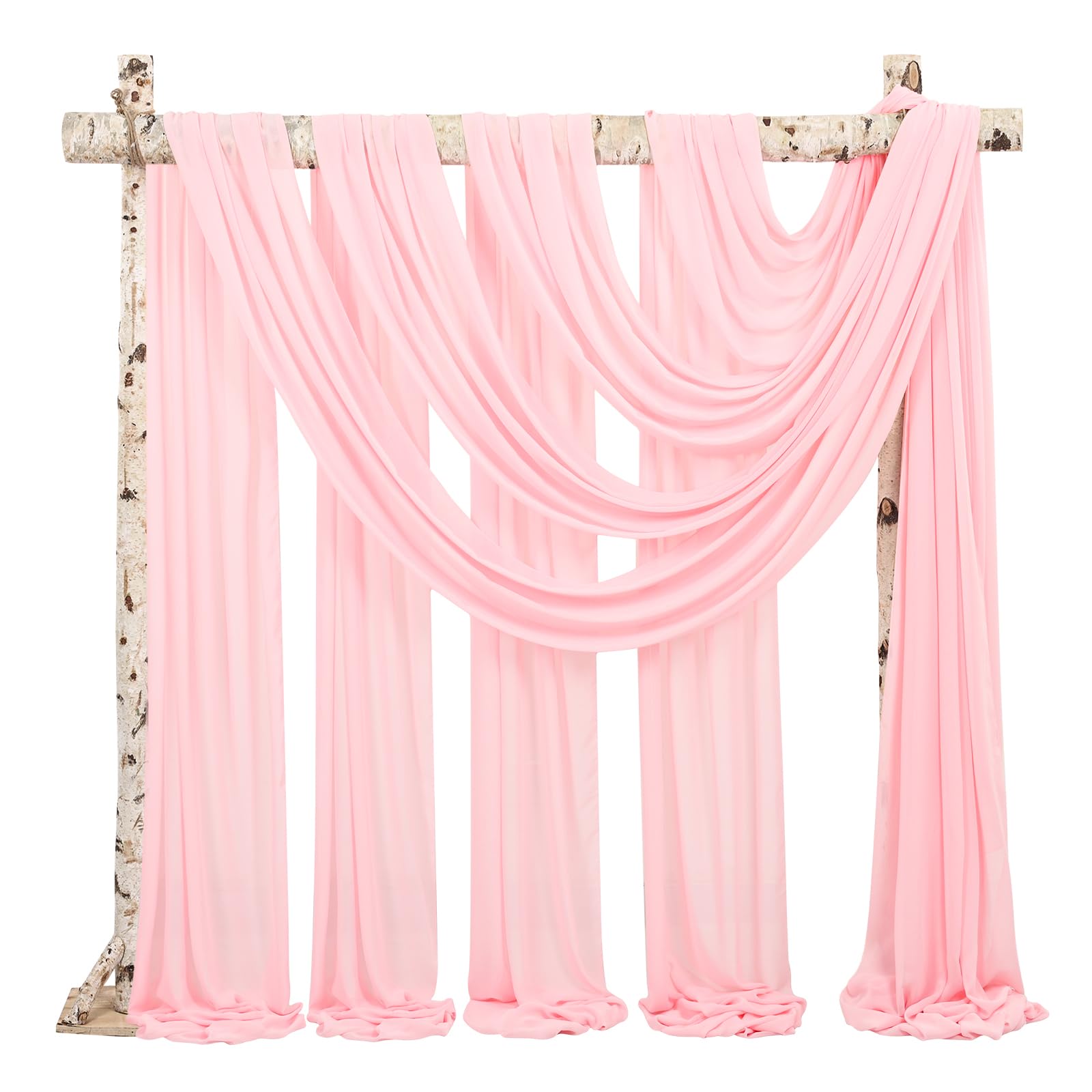 Wedding Arch Draping Fabric,4 Panels 28'' X20Ft Pink Wedding Arch Drapes For Ceremony Chiffon Fabric Drapes Arbor Drapery Weddin