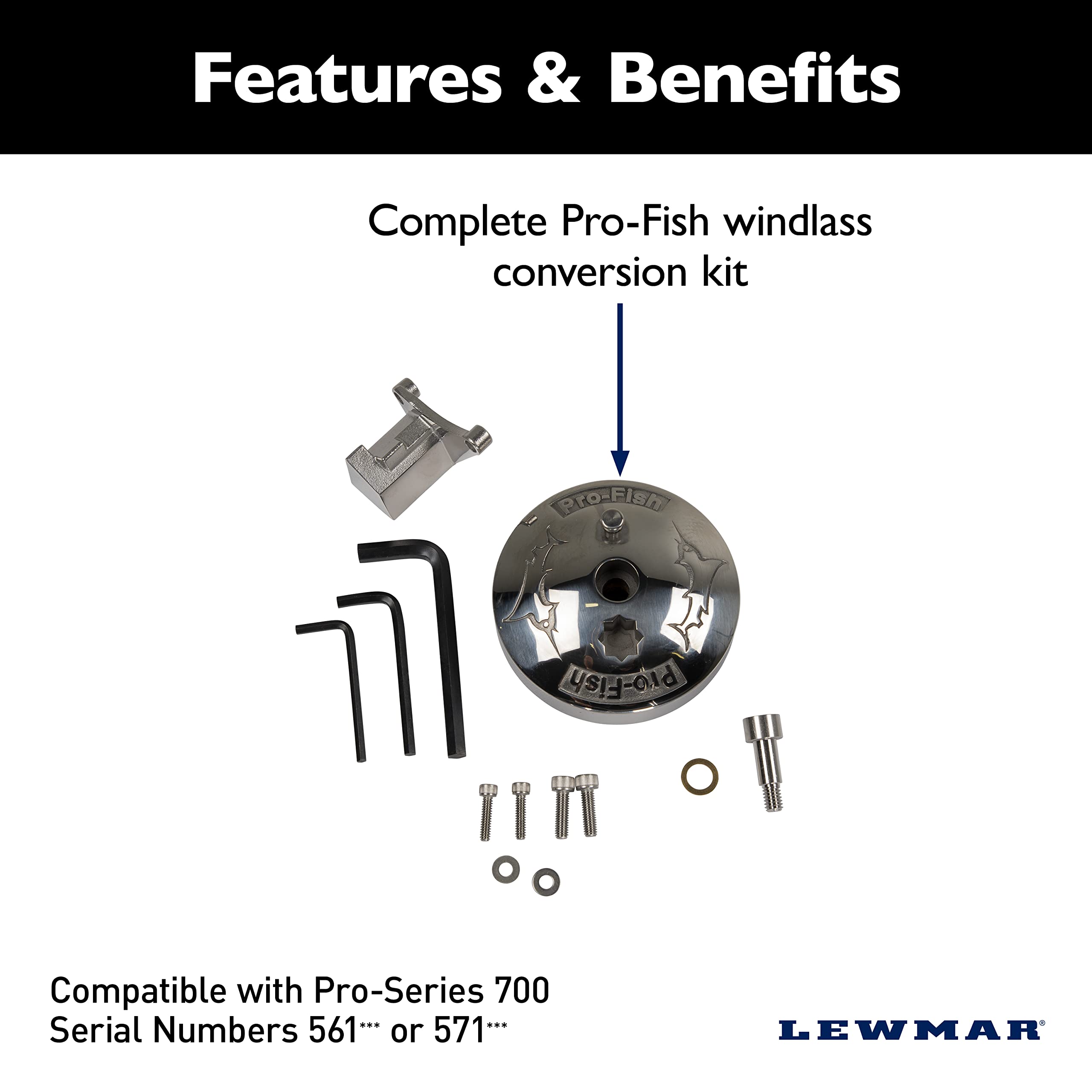 Lewmar Conversion Kit For Upgrading/Converting Pro-Series 700 And 1000 To Pro-Fish Freefall Windlasses, Compatible With Pro-Seri,WBAUVB000U298IS