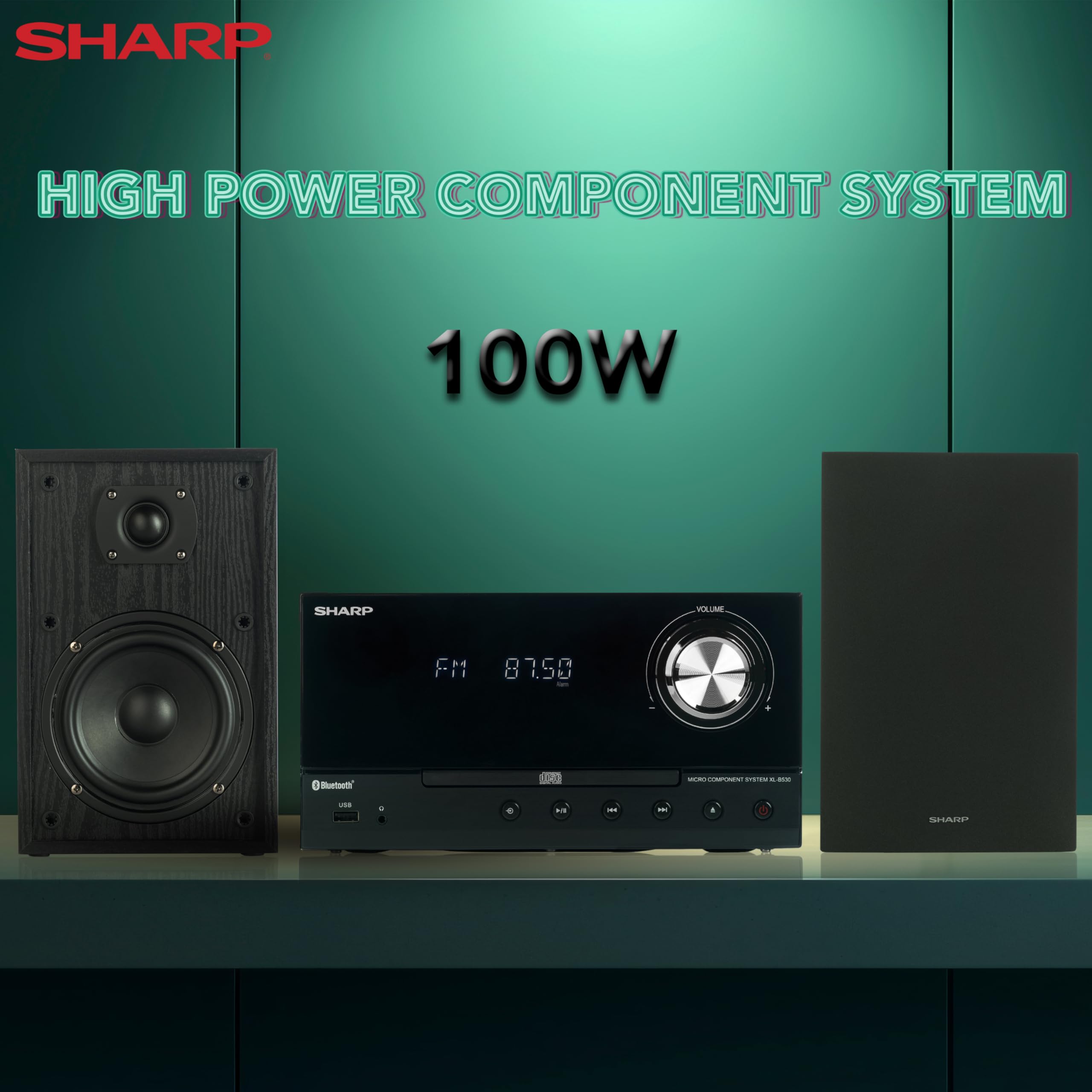 Sharp Xl-B530 Micro Component 200W Max Power Wireless Bluetooth Audio Streaming & Mp3/Cd Player Speaker System + Remote, Usb Por