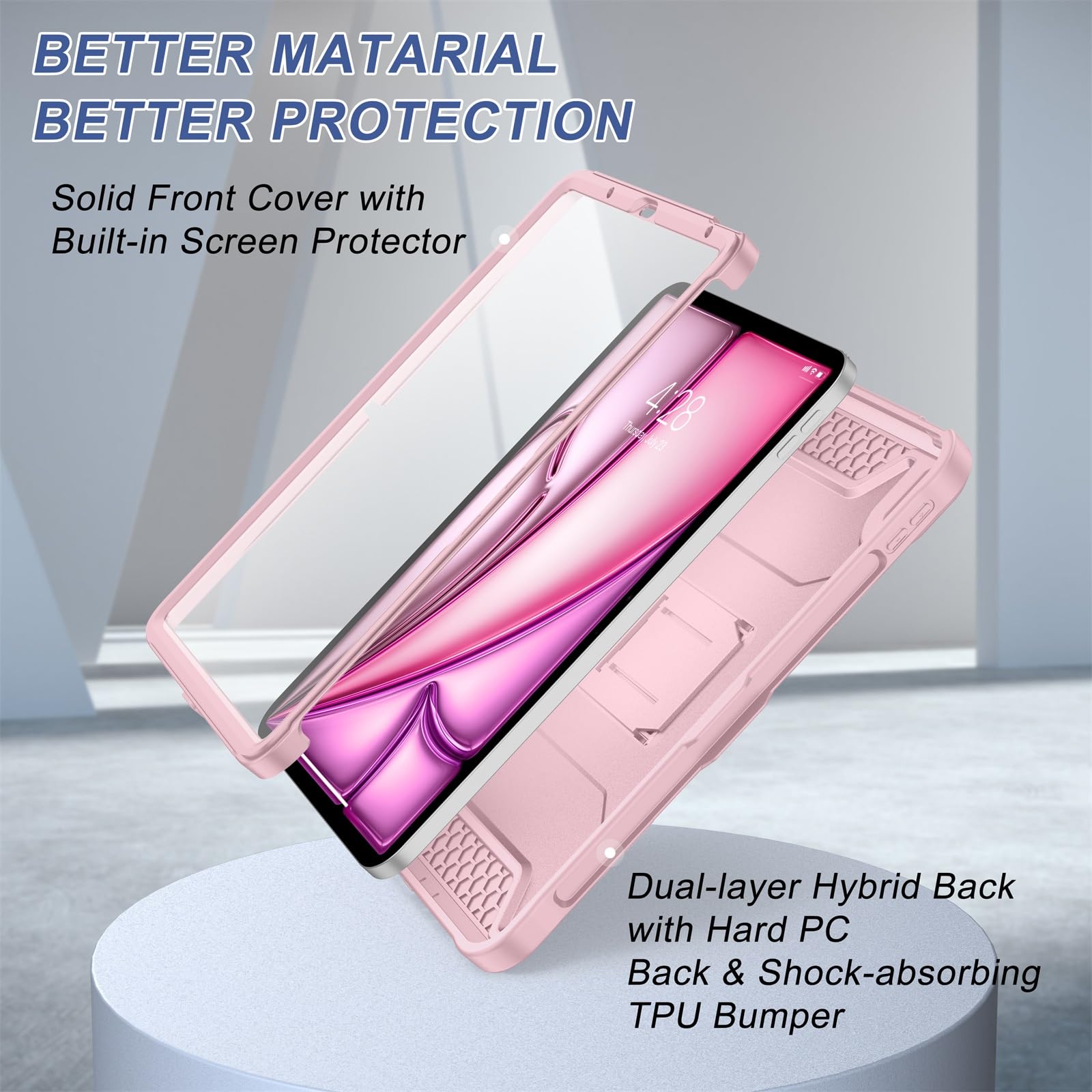 Soke Case For Ipad Air 11 Inch M2, Ipad Air 6Th/5Th/4Th Generation (2024/2022/2020), With Built In Screen Protector And Kickstan