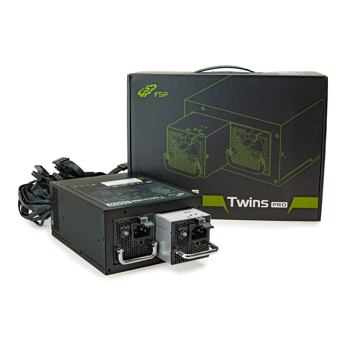 FSP Twins Pro ATX PS2 1+1 Dual Module 500W Certified Efficiency ≥90% Hot-swappable Redundant Digital Power Supply with Guardian Monitor Software (Twins Pro 500), FSP500-50RAB