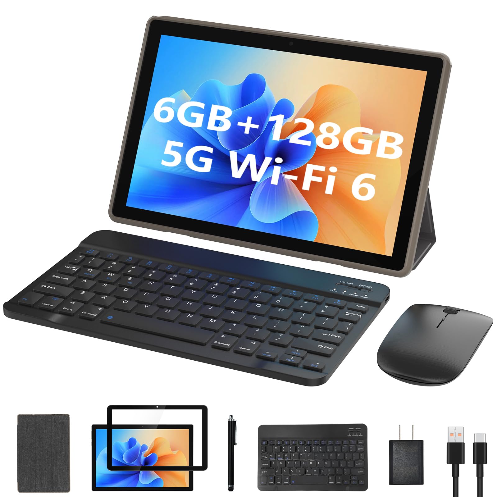 Cupeisi Cp20 Gold 10 Inch Android 11 Tablet With Keyboard, 128Gb Storage, 8Mp+2Mp Cameras, 1280X800 Ips Touchscreen, 6000Mah Bat