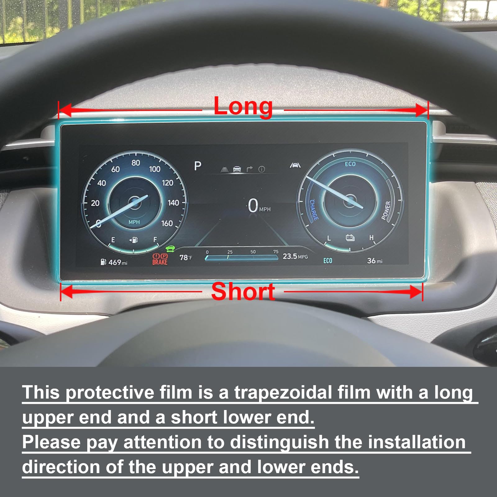 Sxcy For 2022 2023 2024 Hyundai Tucson/Santa Cruz Screen Protector 10.25 Inch For 2023 2024 Hyundai Tucson Se/Sel/Xrt/N Line/Limited Accessories 2024 Tucson/Santa Cruz Instrument Display Screen