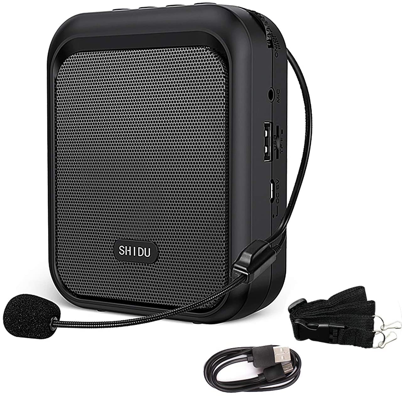 SHIDU Mini Voice Amplifier Portable Rechargeable Bluetooth Speaker with Wired Microphone Headset 10W 1800mAh PA system Supports 