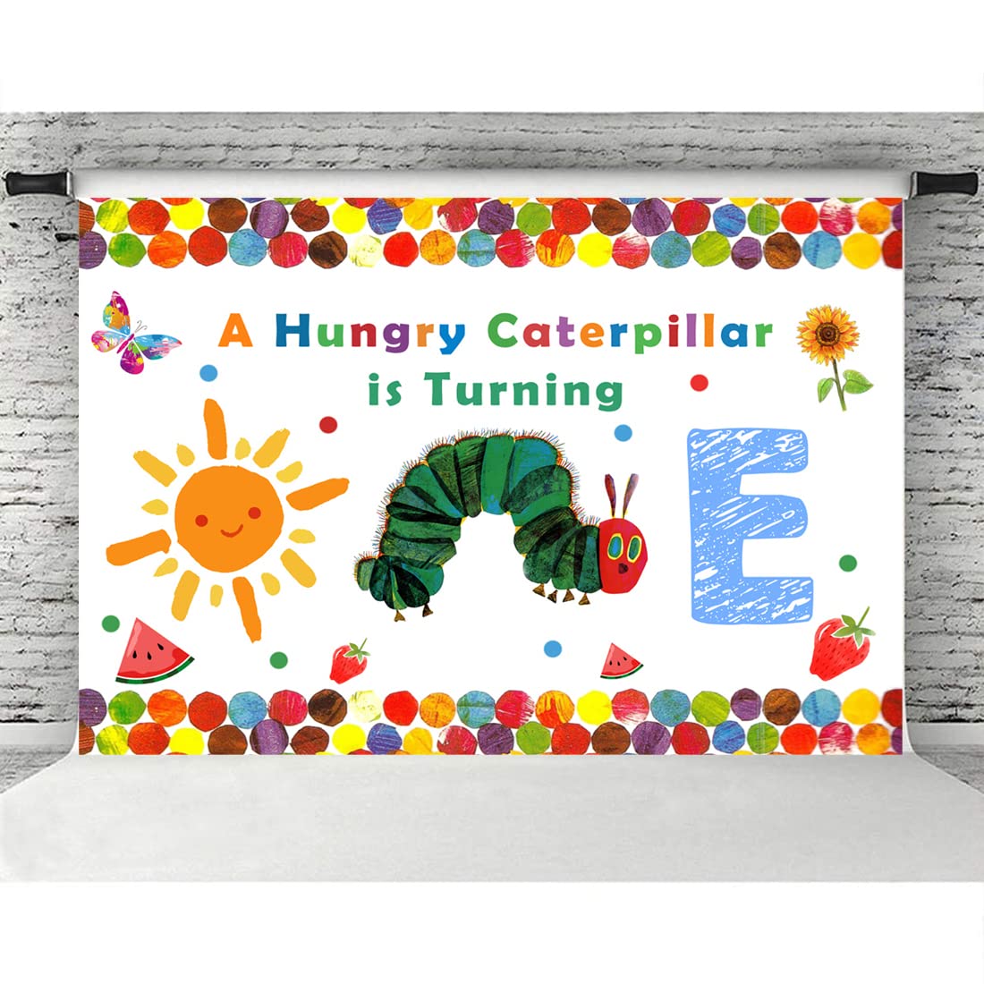 Lofaris A Hungry Caterpillar Is Turning One Happy Birthday Backdrop Sunshine Photocall Cartoon Caterpillar 1St Birthday Party Ba