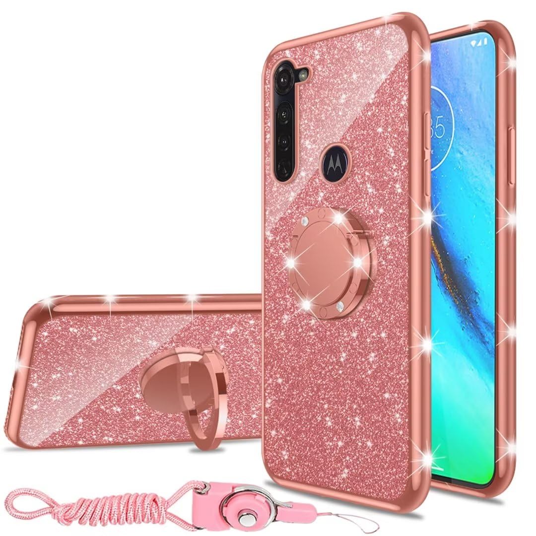 For Moto G Stylus Case (2020) Cute Girls Women Glitter Luxury Tpu Slim Silicone Phone Case With Ring Stand Kickstand Case For Mo