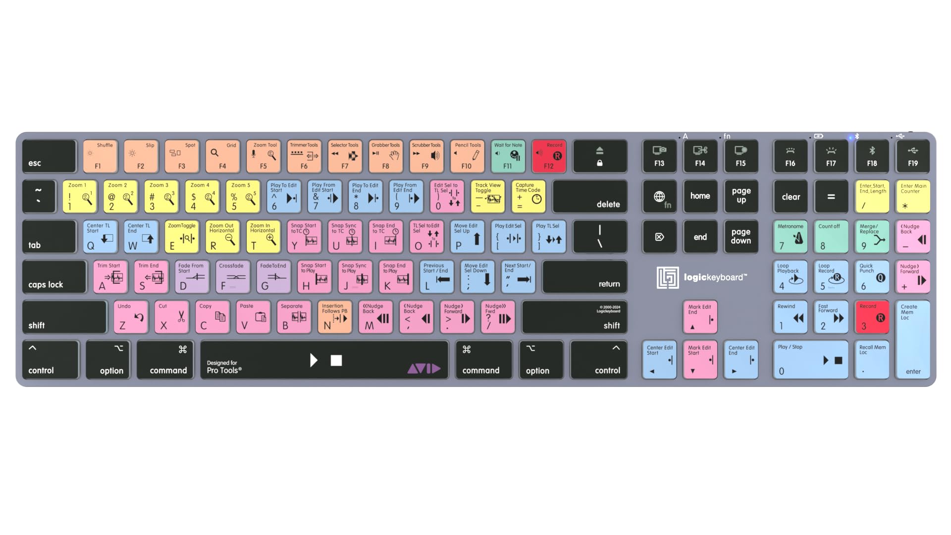 Logickeyboard Titan Wireless Backlit Keyboard for Avid Pro Tools on Mac - Aluminum, Model LKB-PT-TM-US