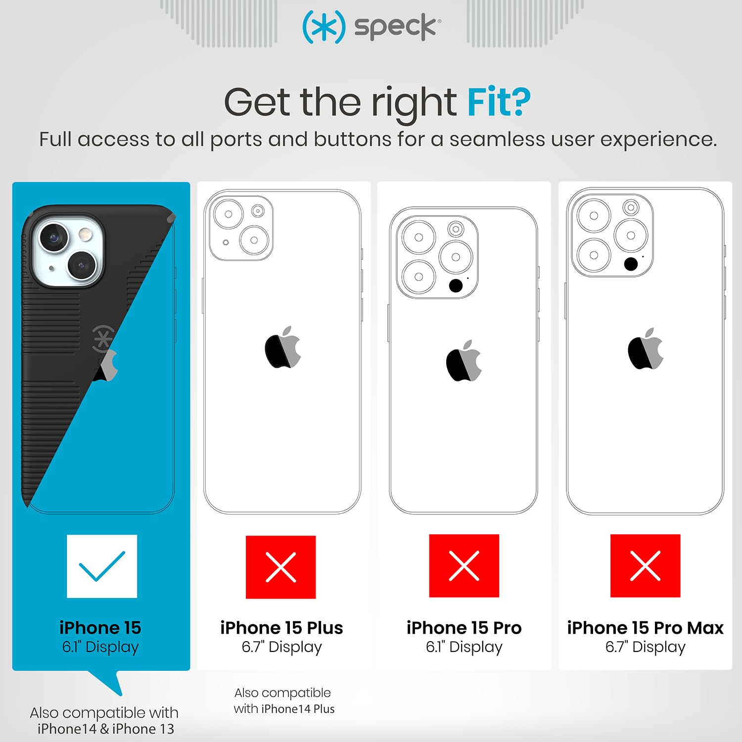 Speck Iphone 15 Case   Built For Magsafe, Drop Protection Grip   For Iphone 15 Iphone 14 & Iphone 13   Scratch Resistant, Soft T
