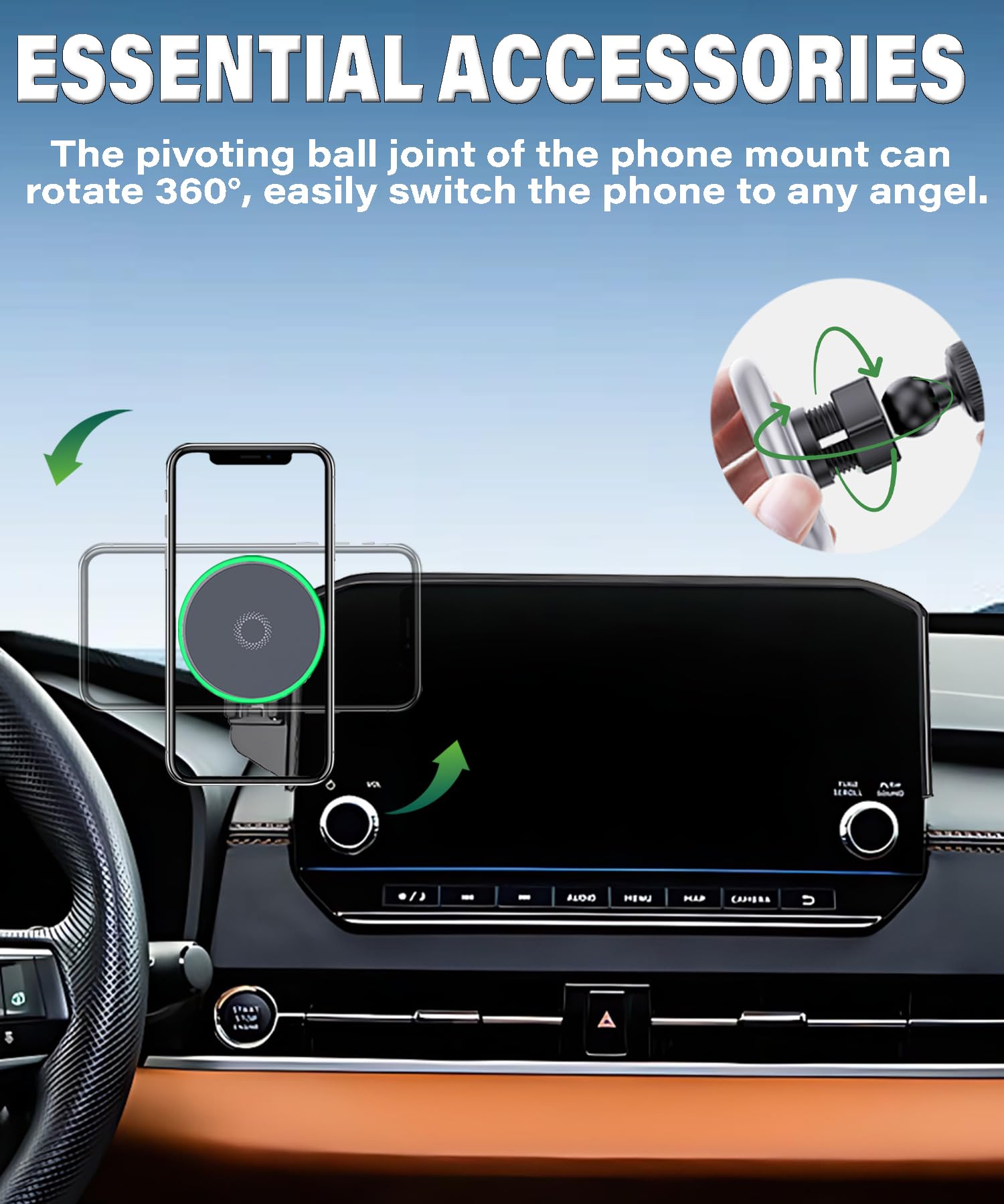 Abeeygeomarn Car Phone Holder For 2022-2024 Mitsubishi Outlander Accessories Apply To 9 Inch Touch Screen Fixed Clip 15W Fast Wi