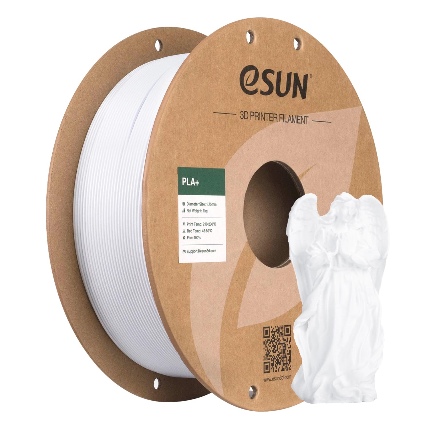 eSUN PLA+ Filament 1.75mm Cold White 1KG, 3D Printer Filament Dimensional Accuracy +/- 0.03mm, 1kg Cardboard Spool(2.2lbs) 3D Pr