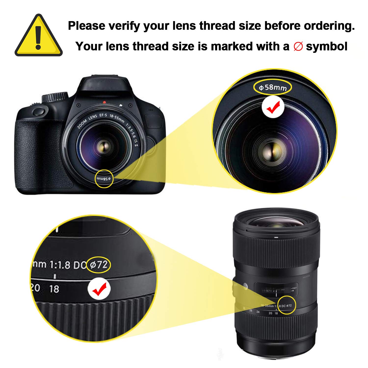Stseetop Camera Lens Hood, Collapsible Reversible Filter Thread Rubber Digital Lens Hood Dslr Lens Cap Shade