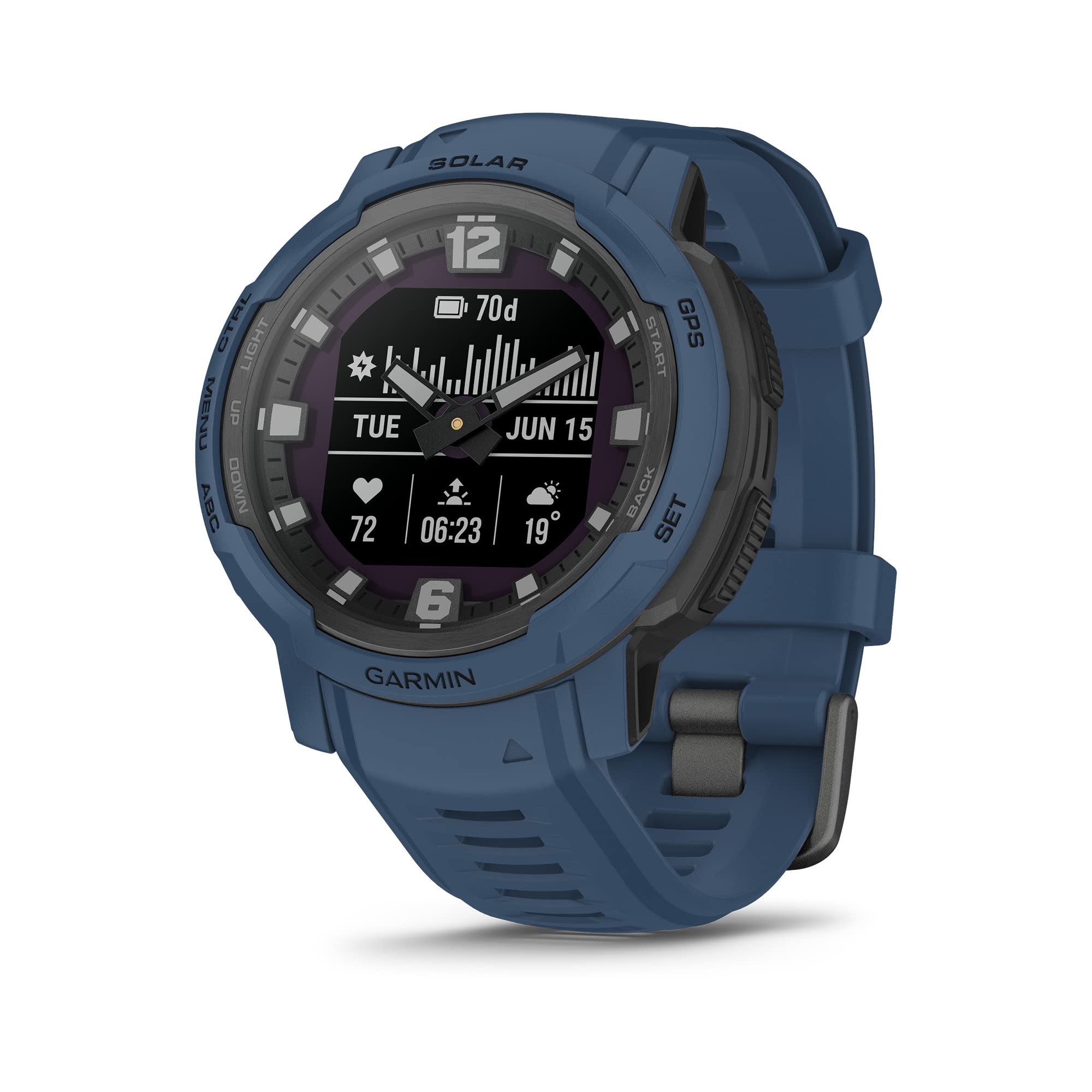 Garmin Instinct Crossover Solar, Rugged Hybrid Smartwatch with Solar Charging Capabilities, Analog Hands and Digital Display, Ti