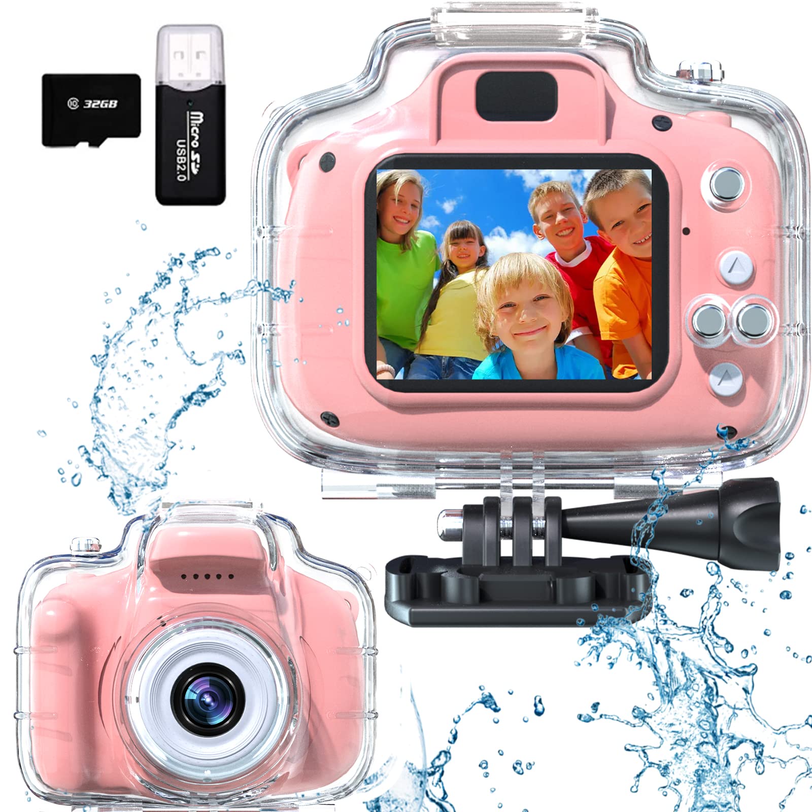 Fkateen Kids Camera Underwater Waterproof Digital Camera For Kids 2 Inch Ips Screen 1080P Hd Kids Video Action Camera For 3 4 5