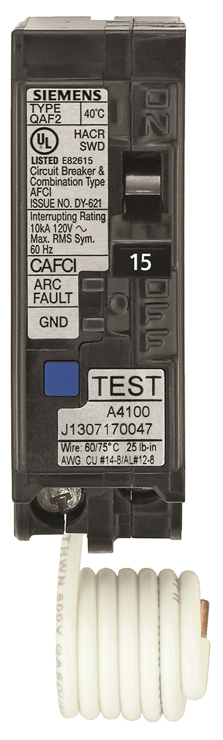 Siemens Qa115Afcp 15 Amp Single Pole 120 Volt Plug On Combination Afci Breaker