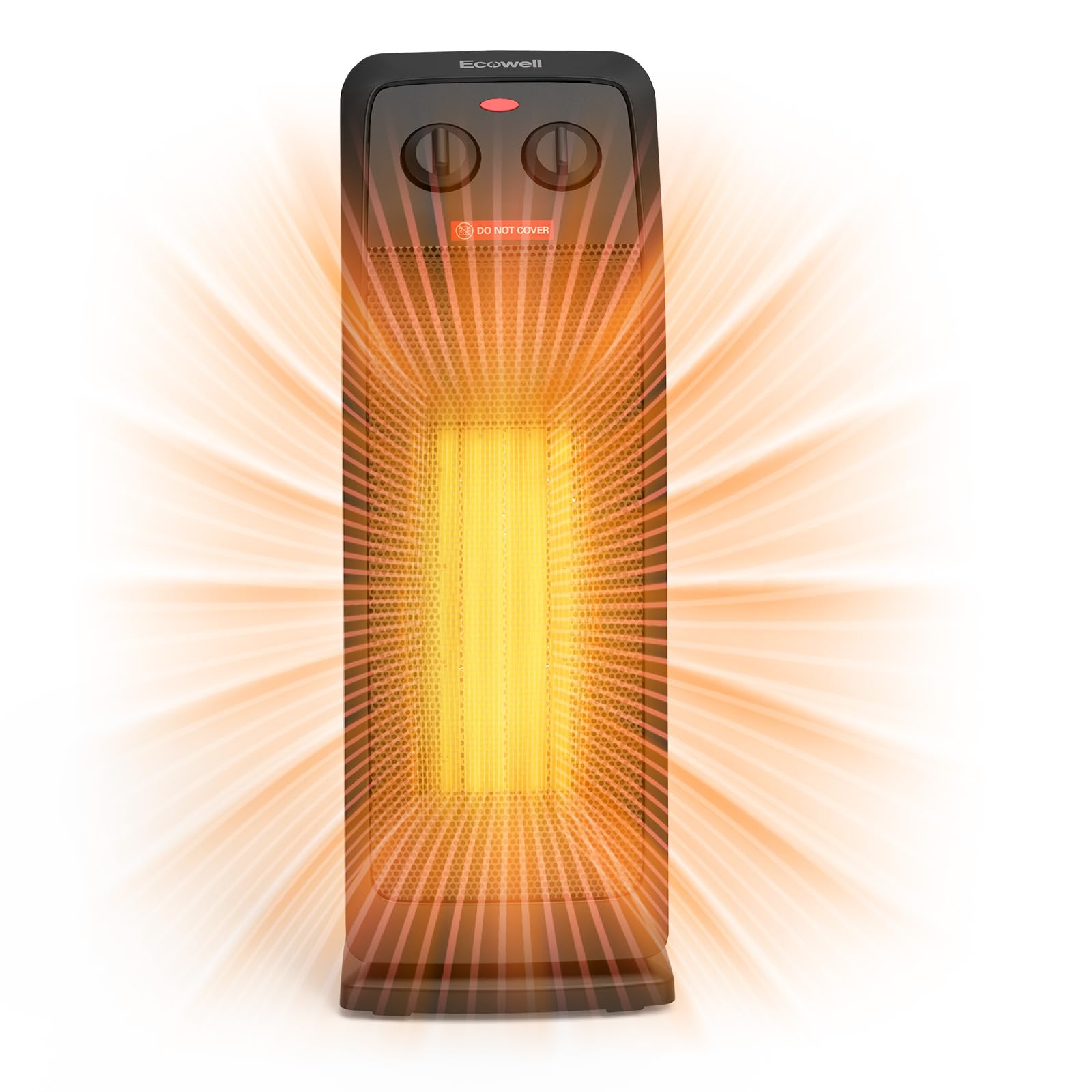 Ecowell 18'' Tower Heater For Indoor Use, 1500W Fast Heating Ceramic Electric Heater With Thermostat, 3 Modes, Tip Over Protecti