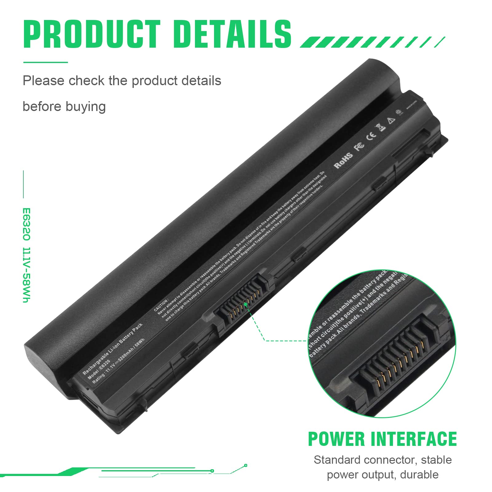 Asuncell Laptop Notebook Battery For Dell Latitude E6320 E6330 E6430S E6220 E6230 E6120 Series, Compatible P N Frr0G Uj499 Tphrg