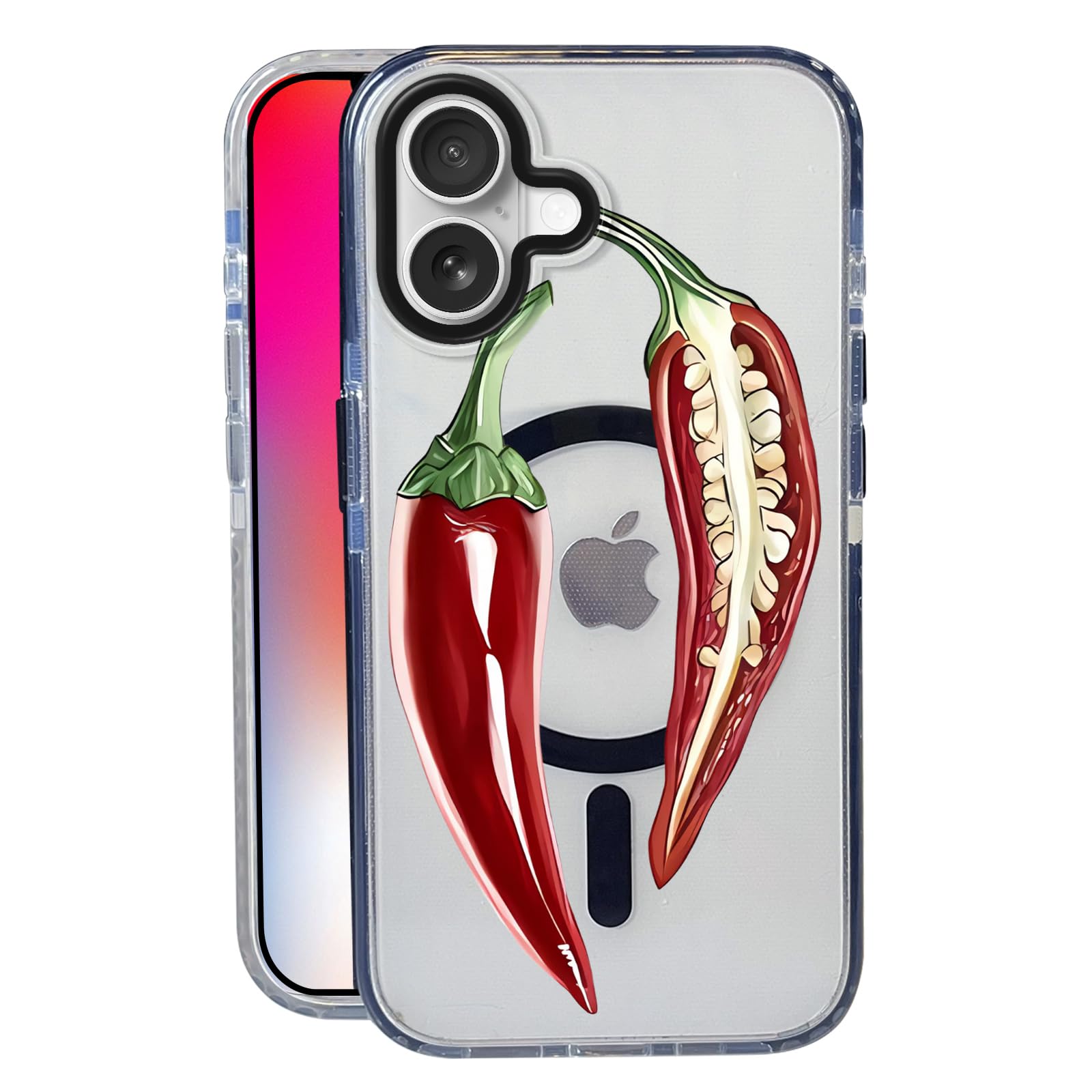 Nimeey Chili Pepper for iPhone 17 Case,MagSafe Compatible,Matte Soft Slim Shockproof Cover,Anti-Fingerprint,Anti-Yellowing,Anti-