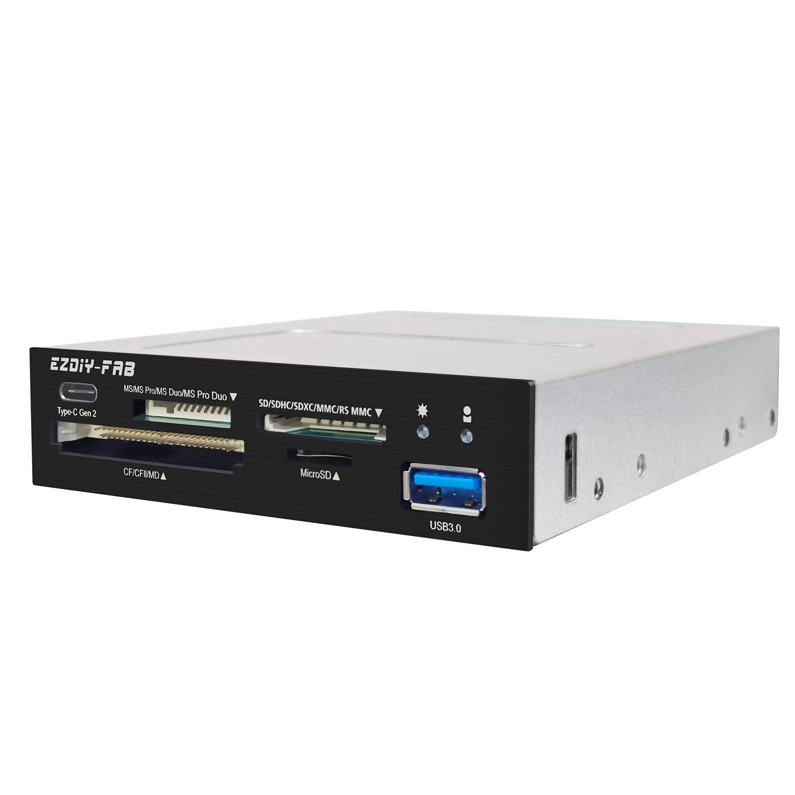 Ezdiy Fab Pc Front Panel Internal Card Reader Usb Hub, Usb 3.1 Gen2 Type C Port,Usb 3.0 Support Sd Ms Xd Cf Tf Card For Computer