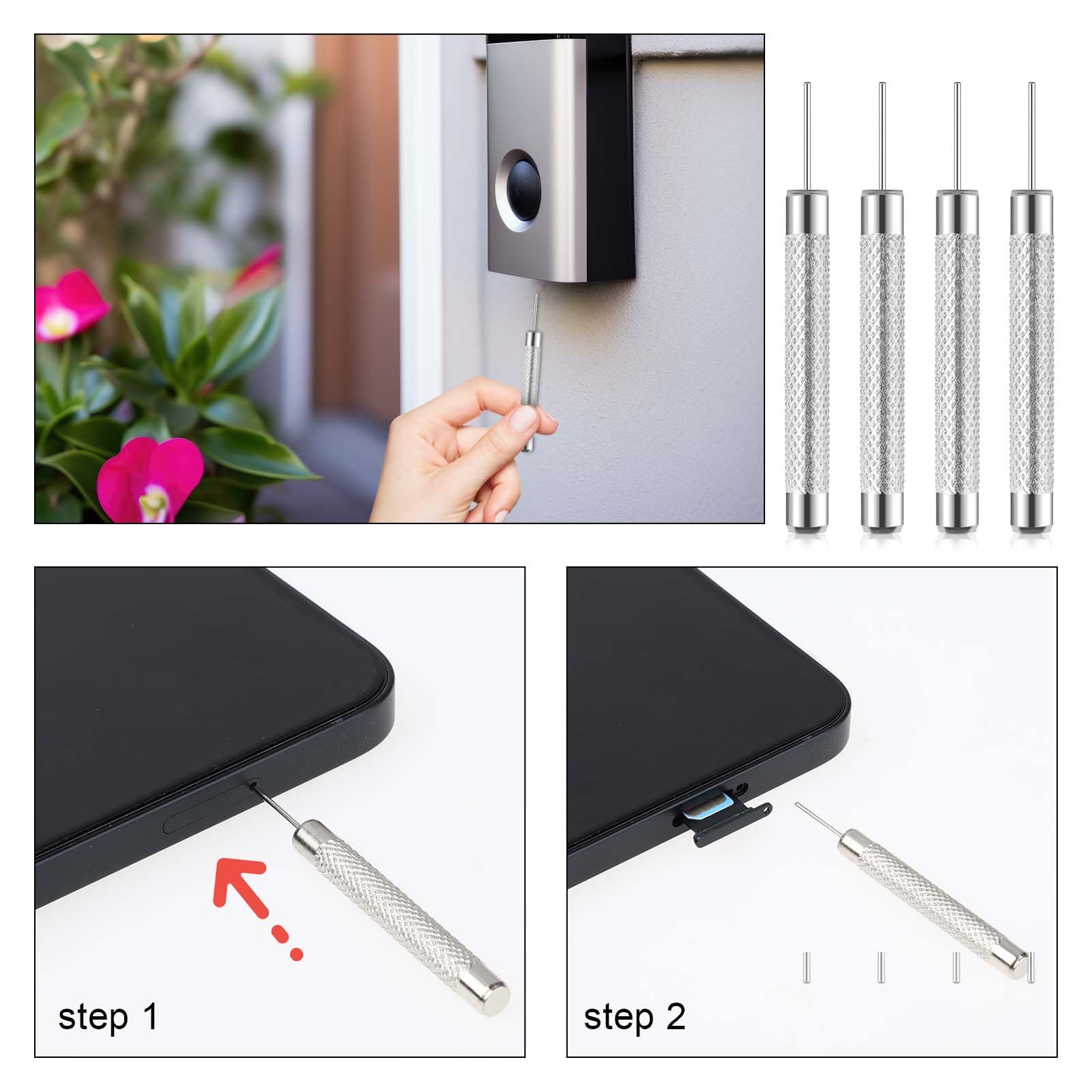 Abeillo 4 Pack Doorbell Camera Release Pin, Release Key Security Removal Tool Replacement Compatible With Nest And Eufy Video Go