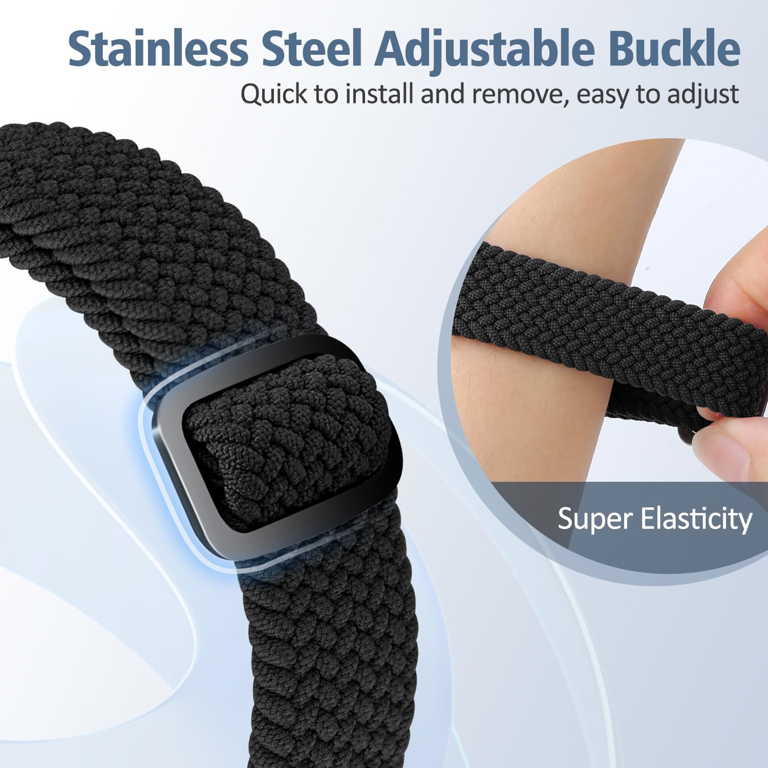 Vndapt Elastic Braided Bands Compatible With Fitbit Charge 5/Fitbit Charge 6 For Women Men, Breathable Adjustable Stretchy Nylon