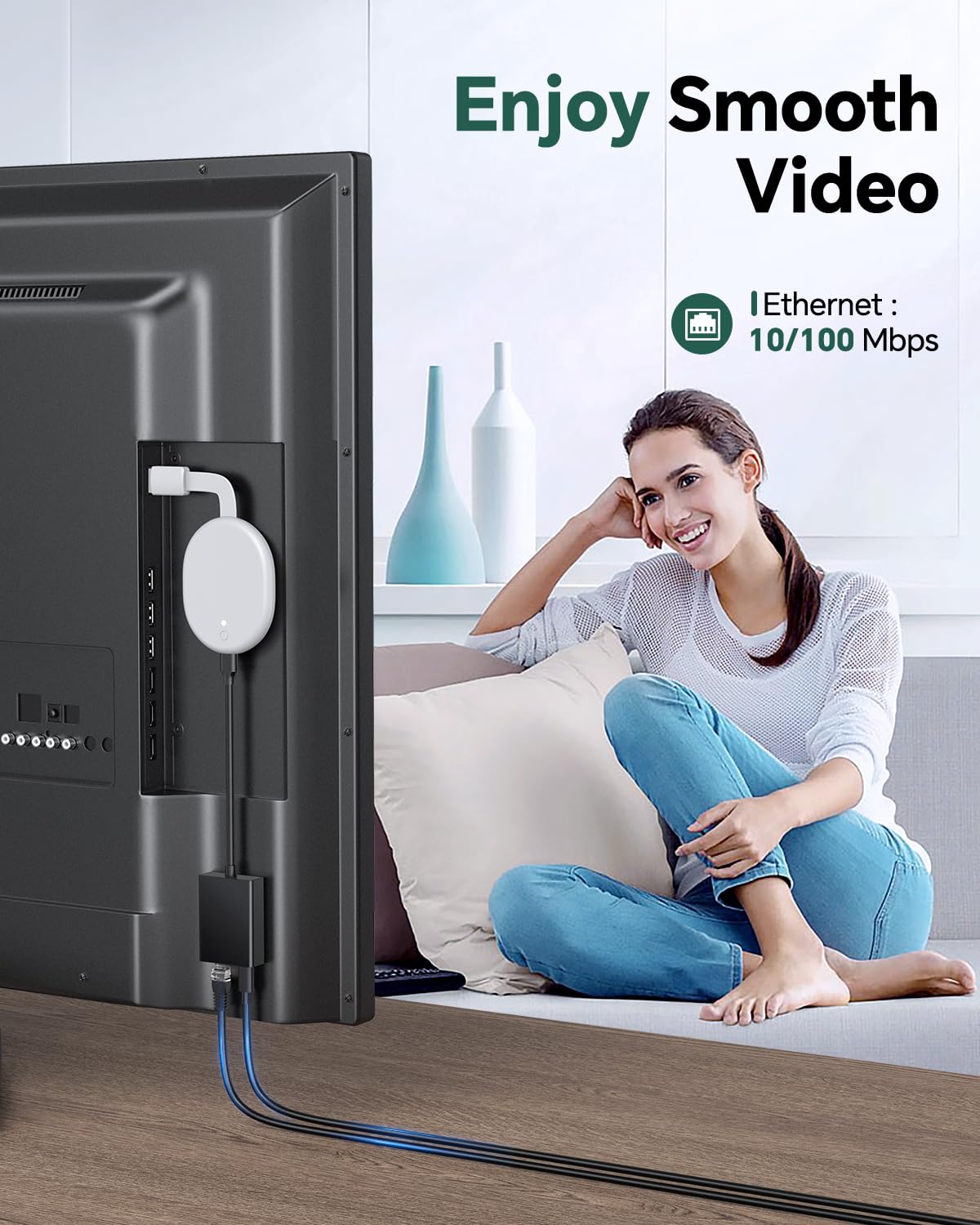 Zexmte Usb C To Ethernet Adapter For Chromecast With Google Tv  Usb C To Rj45 Ethernet Network Adapter, Compatible With Chromeca