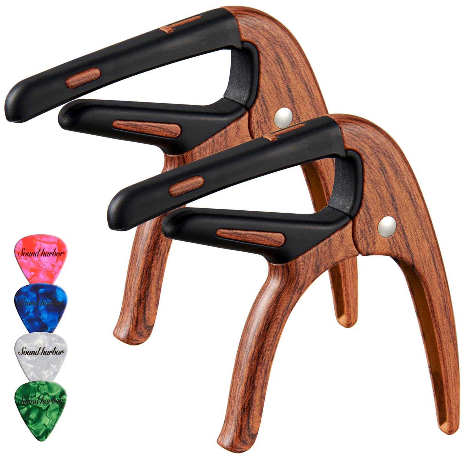 Guitar Capo For Acoustic And Electric 6 String Guitars (2 Pack Roswood Capo)