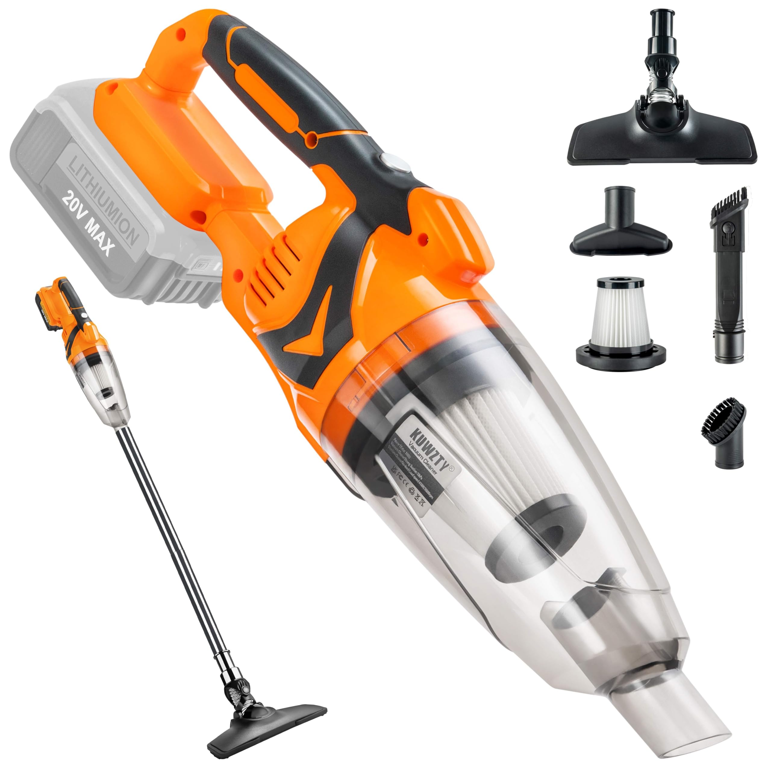 Kuwzty Cordless Handheld Vacuum Cleaner For Dewalt 20V Max Battery,Portable For Car,Home, Boat,Workshop, Pet Hair, Furniture Cle