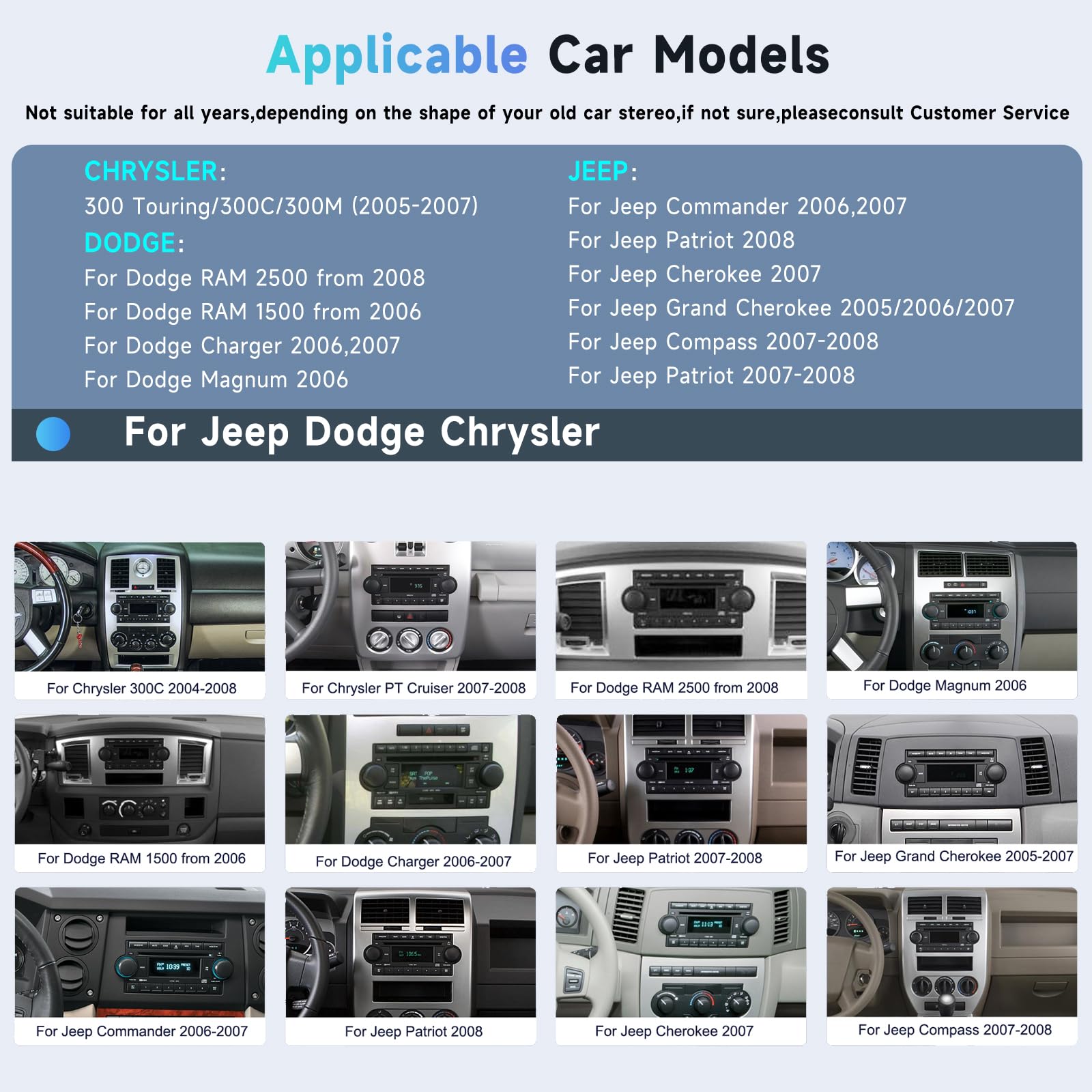 ?8Core 4+64G?For Dodge Ram 1500/2500/3500 (06-08),Dodge Durango (05-2008),Chrysler 300 Touring/300C/300M (05-07),Jeep Grand Cher