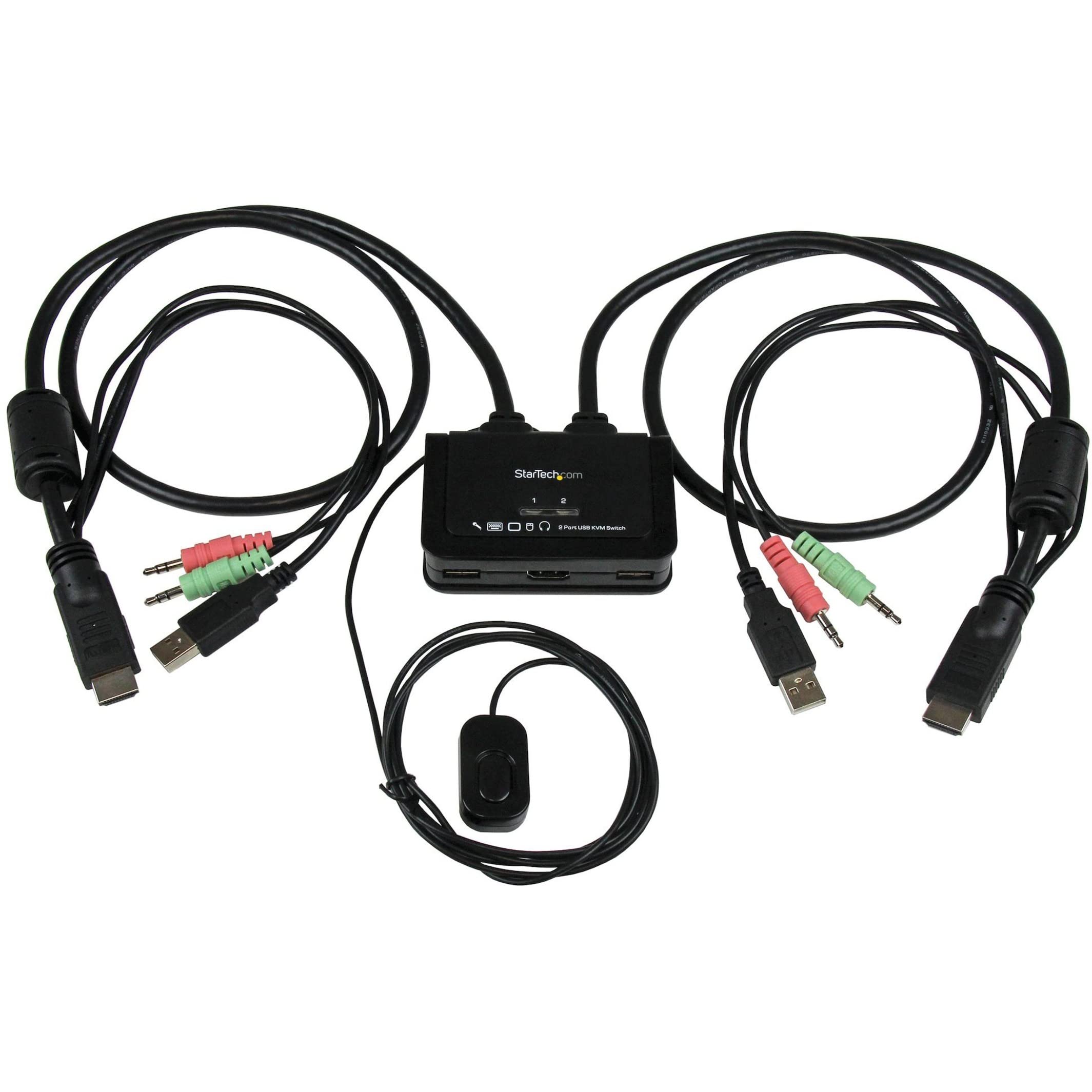 Startech.Com 2 Port Usb Hdmi Cable Kvm Switch With Audio And Remote Switch   Usb Powered Kvm With Hdmi   Dual Port Hdmi Kvm Swit
