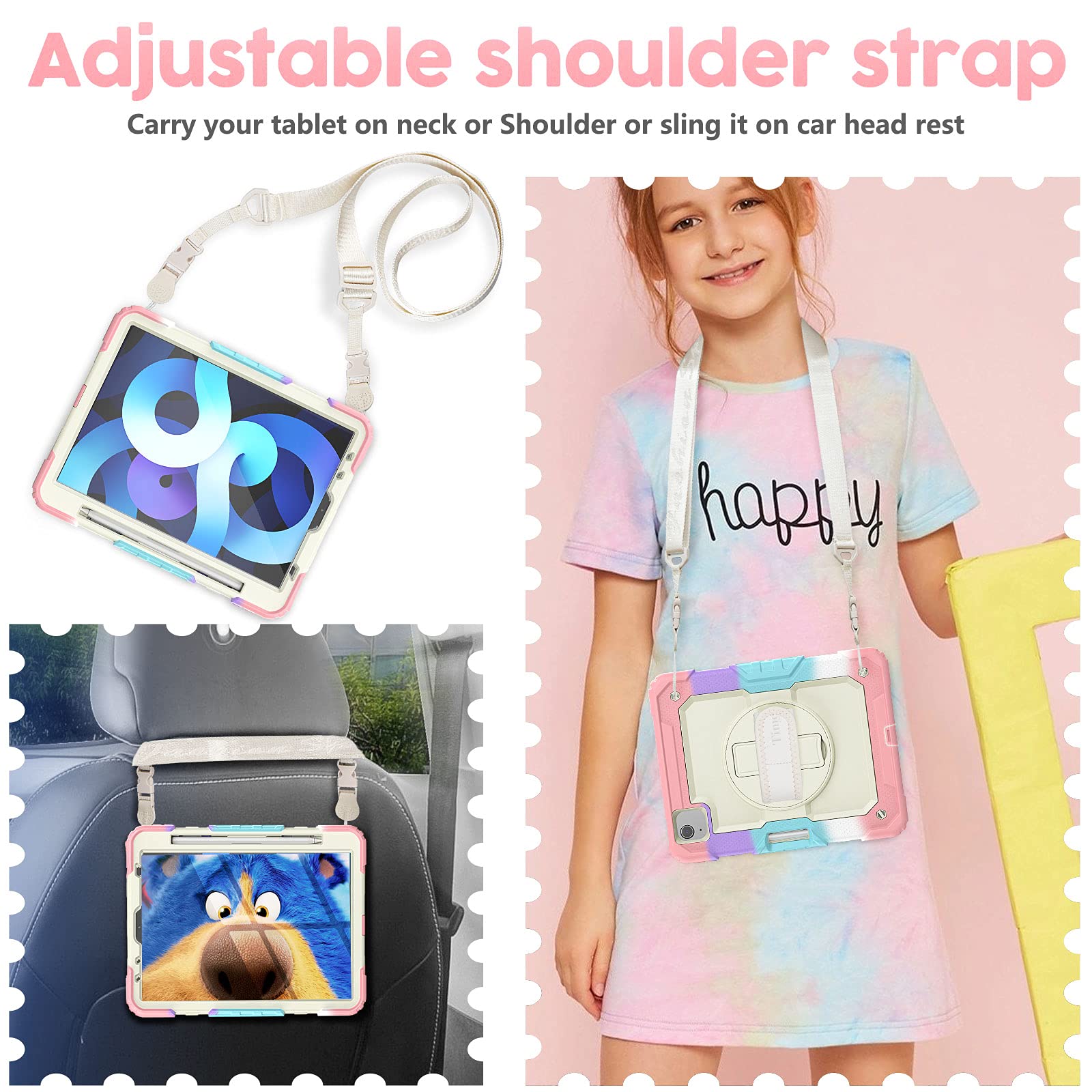 Timecity Case For Ipad Air 5Th 4Th Generation 2022/2020, For Ipad Air 10.9 Inch Case With Screen Protector/360 Degree Swivel Sta