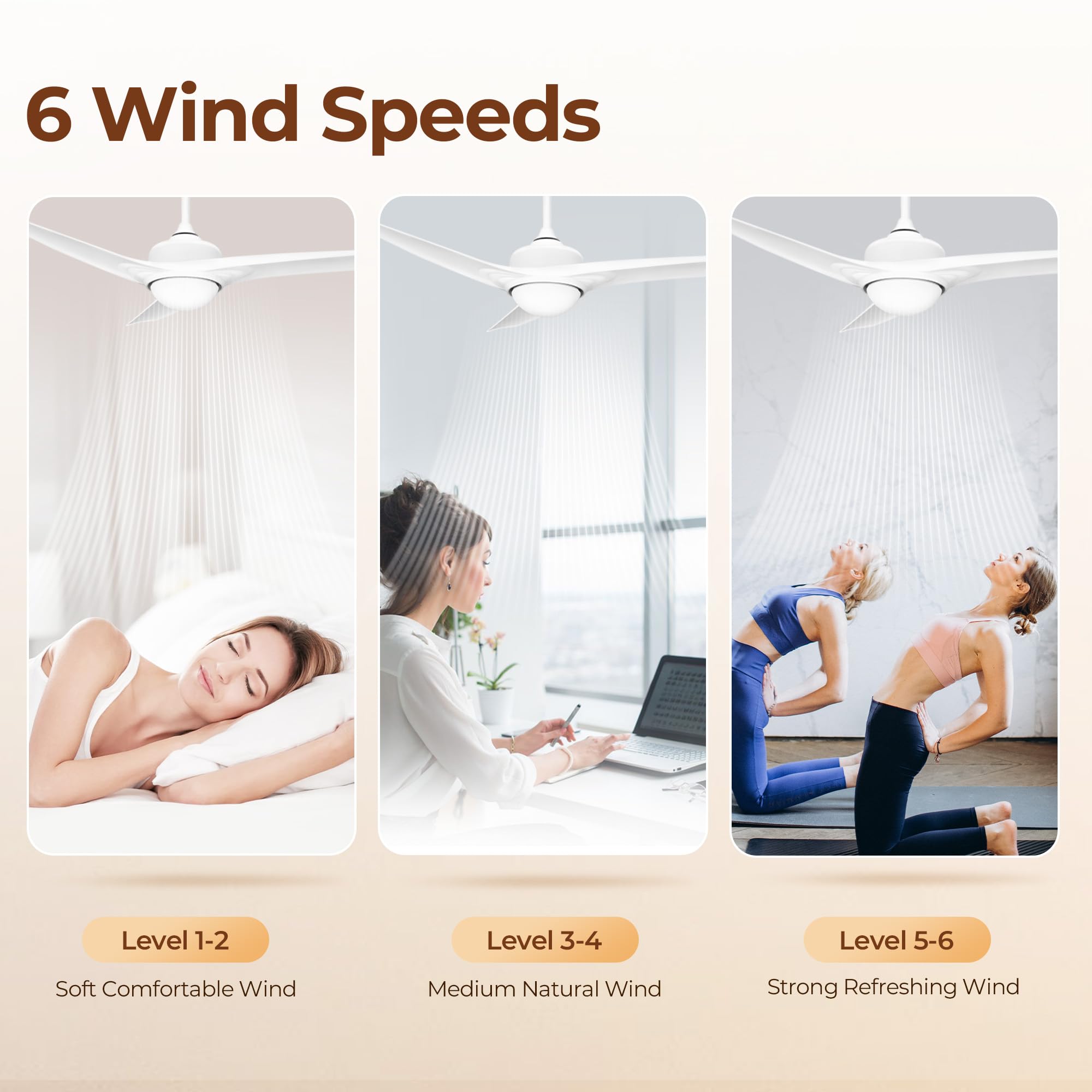 Lac D' Lightings 52 Inch Ceiling Fan With Light, Low Profile Ceiling Fans With Lights And Remote, Smart Fans, Flush Mount Garage