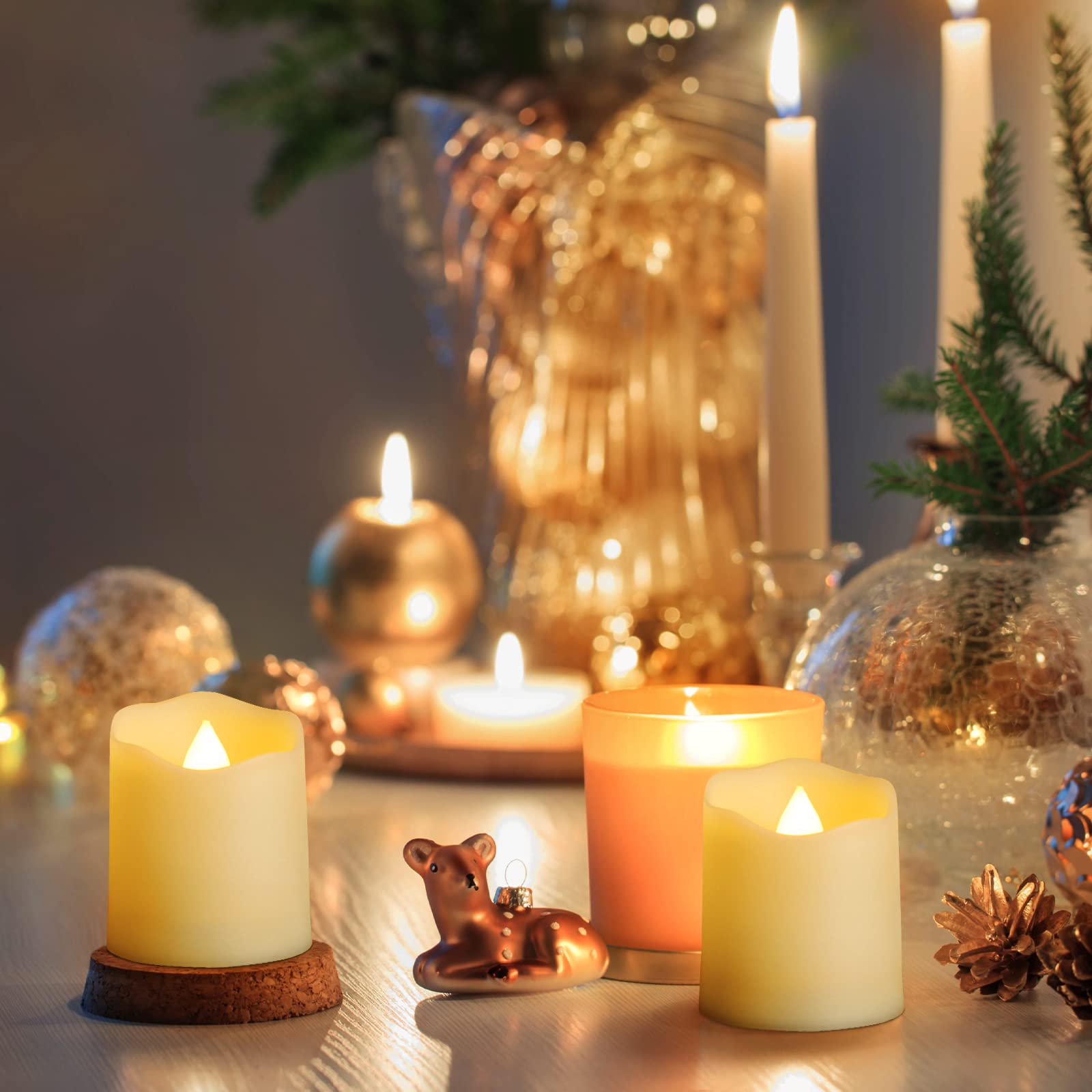 Daord Usb Rechargeable Flameless Led Tea Lights Warm White Votive Candles With Remote Battery Flickering Tealights Candle For Ha