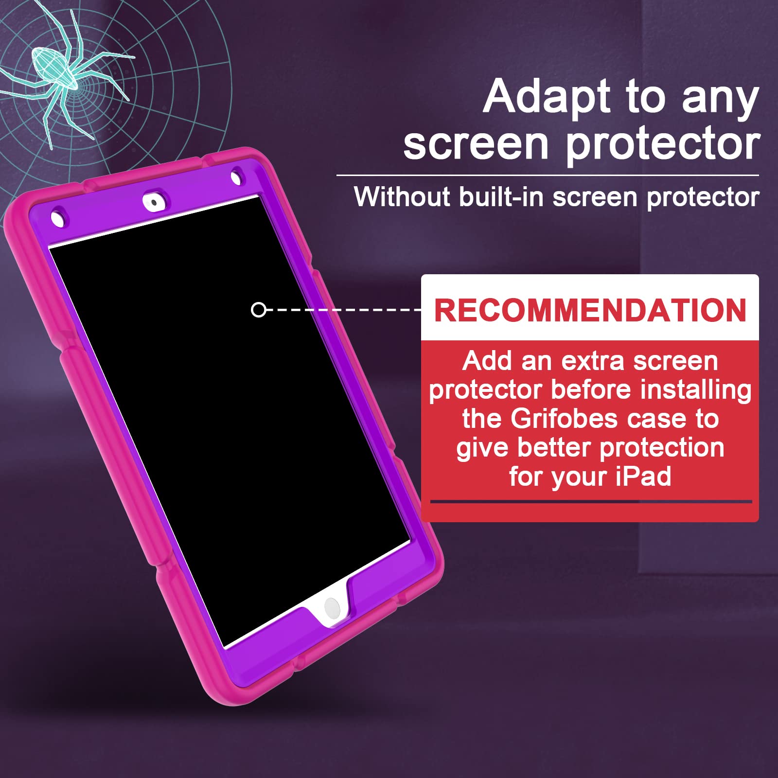 Grifobes For Ipad 9Th Generation Case, For Ipad 8Th/7Th Generation Case 2021/2020/2019, Heavy Duty Shockproof 10.2'' Cover With