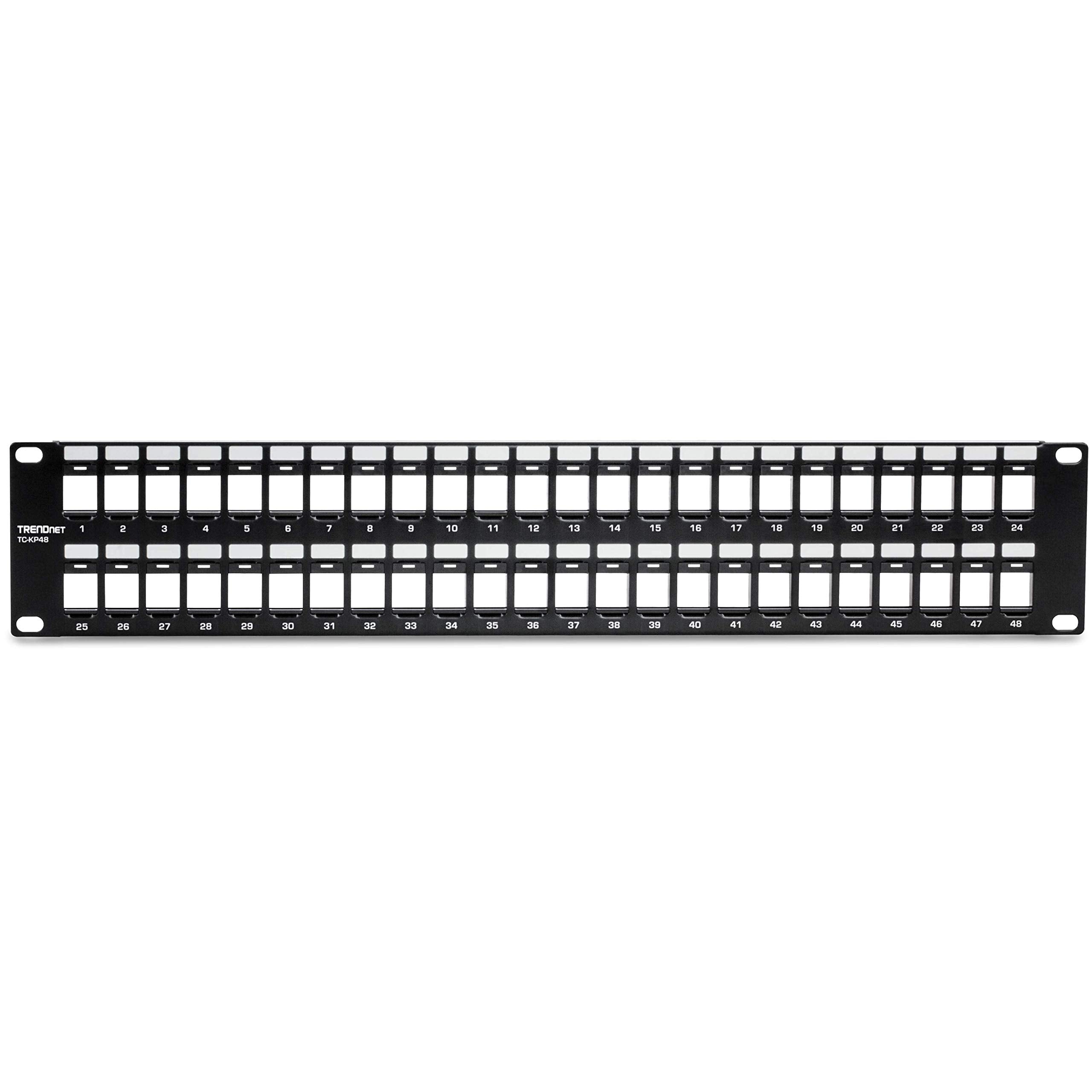 Trendnet 48 Port Blank Keystone 2U Hd Patch Panel, Tc Kp48, 2U 19A Metal Rackmount Housing, Hd Keystone Network Patch Panel, Rec