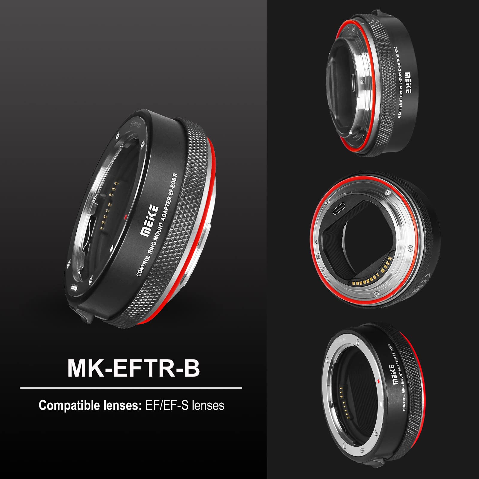 Meike Mk Eftr B Metal Auto Focus Mount Lens Adapter With Control Ring Converter For Canon Ef/Ef S Lenses To Eos R And Eos Rp R5