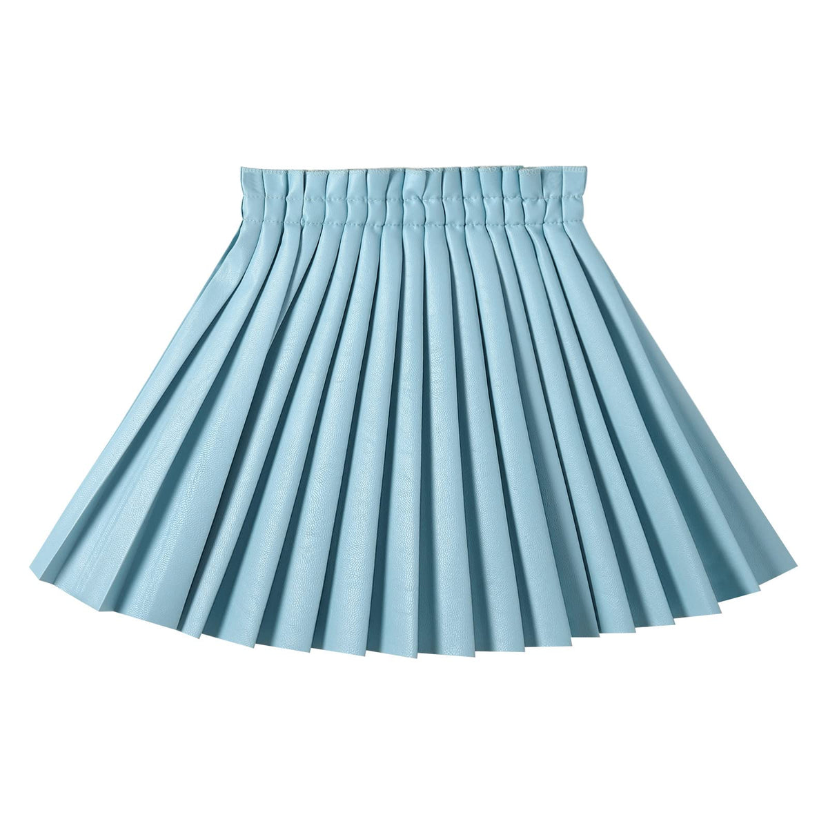 Welaken Pu Leather Skirts For Girls Kids  Teen  Toddler  Women Faux Leather Pleated Skirts,Powderblue,8 Years