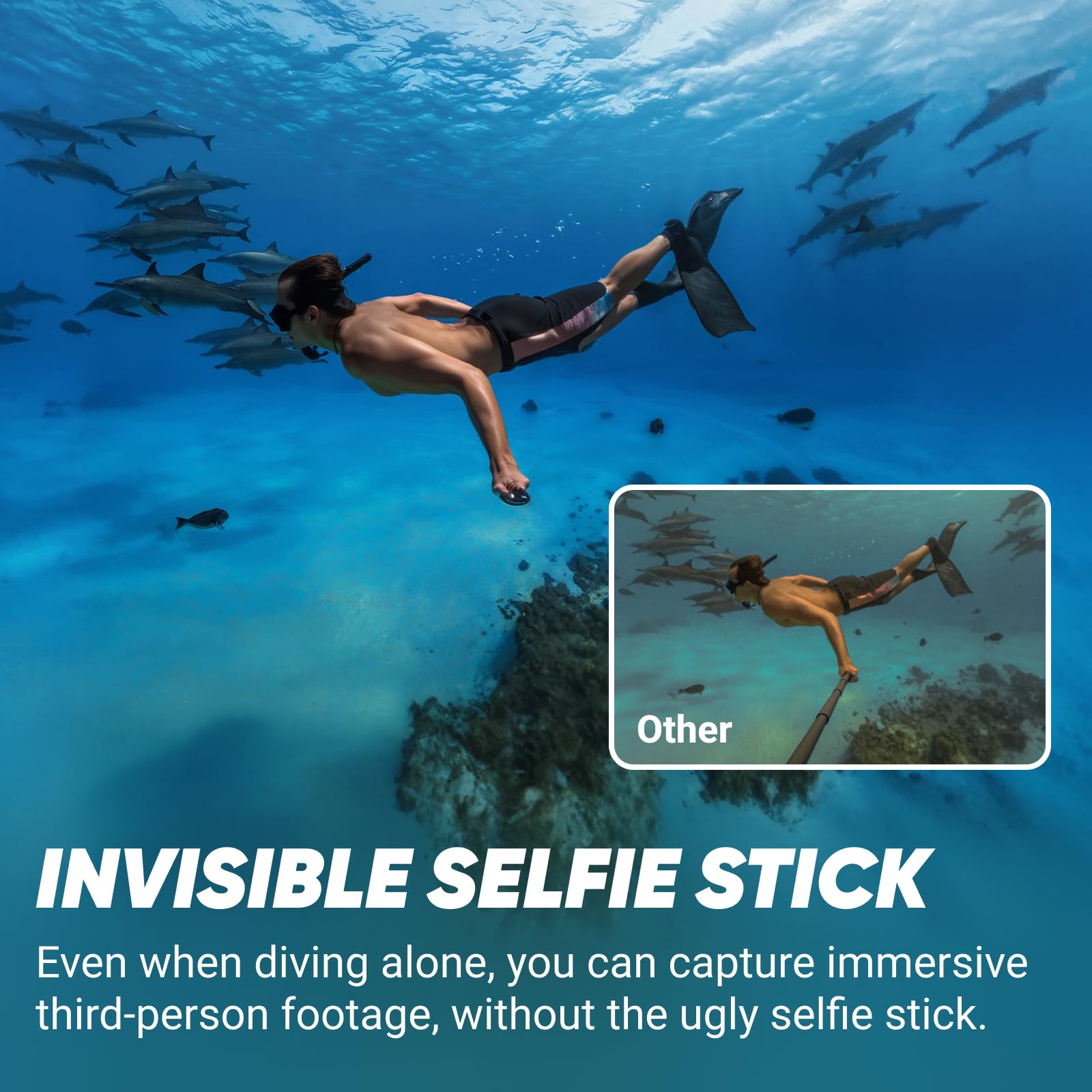Insta360 X4 Invisible Dive Bundle - 8K Waterproof 360 Action Camera, 4K Wide-Angle Video, Invisible Selfie Stick, Removable Lens